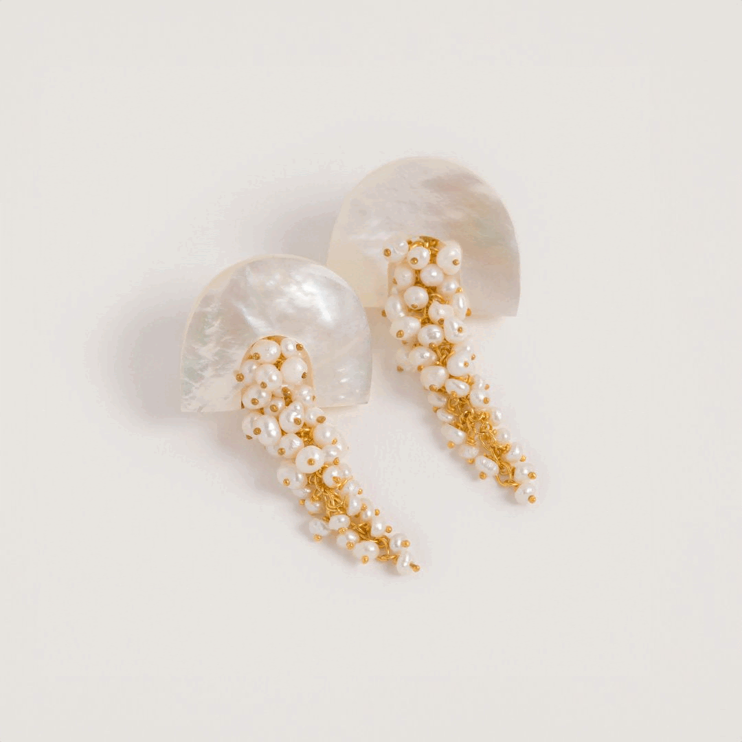 HAKURO IVORY MOTHER OF PEARL AND PEARL LONG DROPS