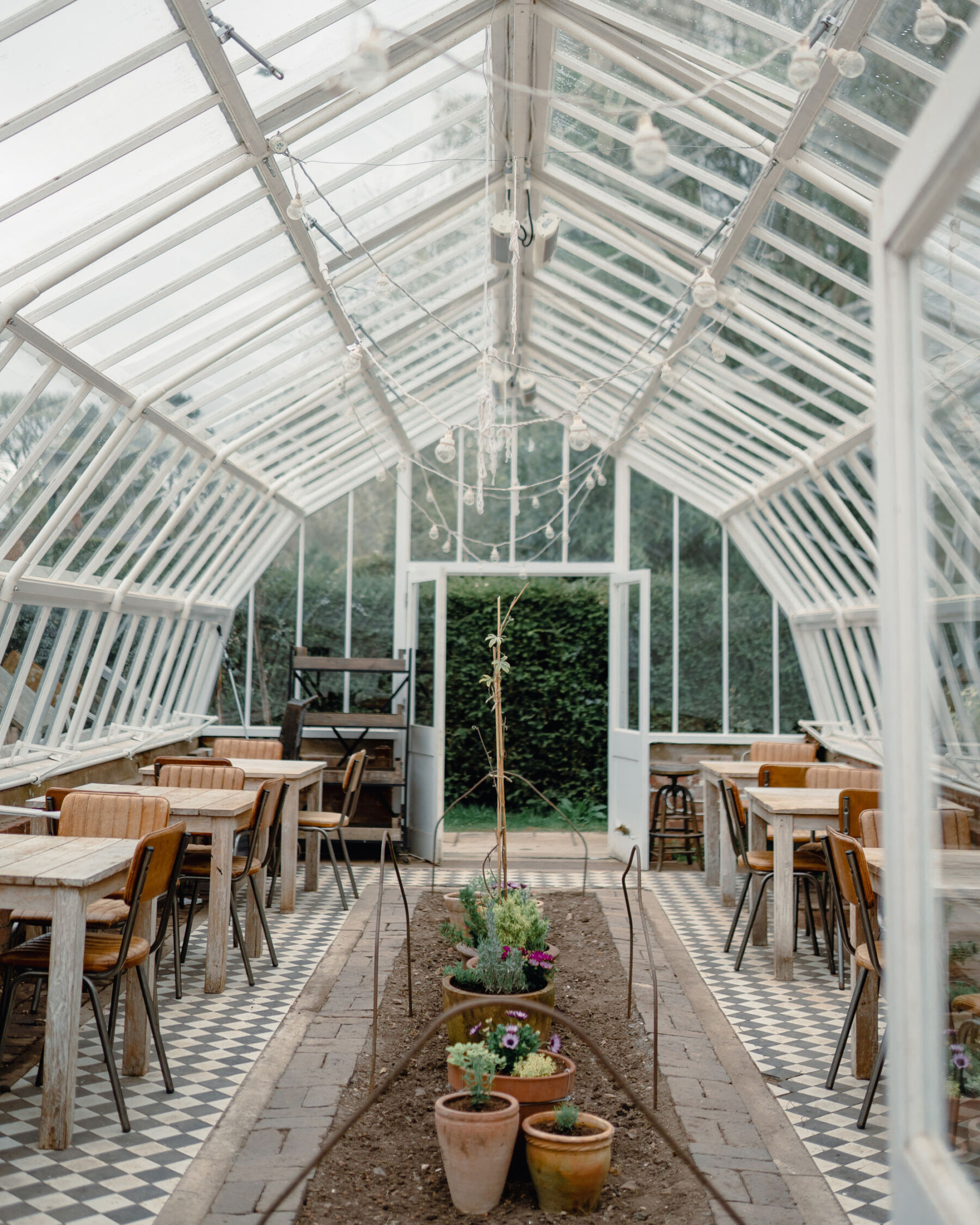 Glasshouse in the kitchen gardens at Hampton Manor.