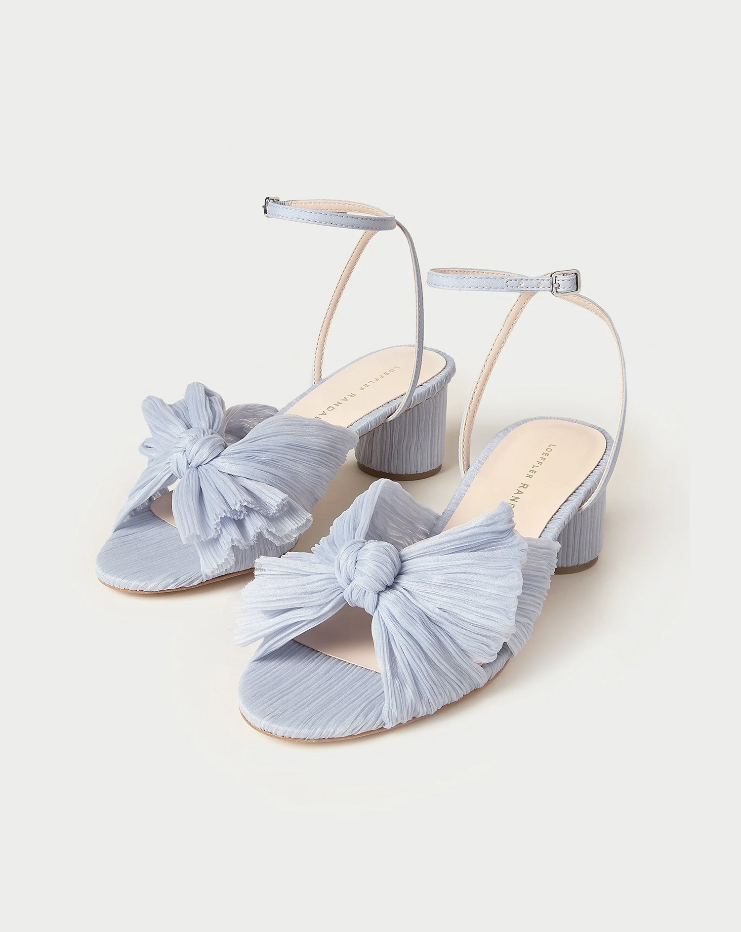 Loeffler Randal Dahlia Blue Pleated Bow Heel