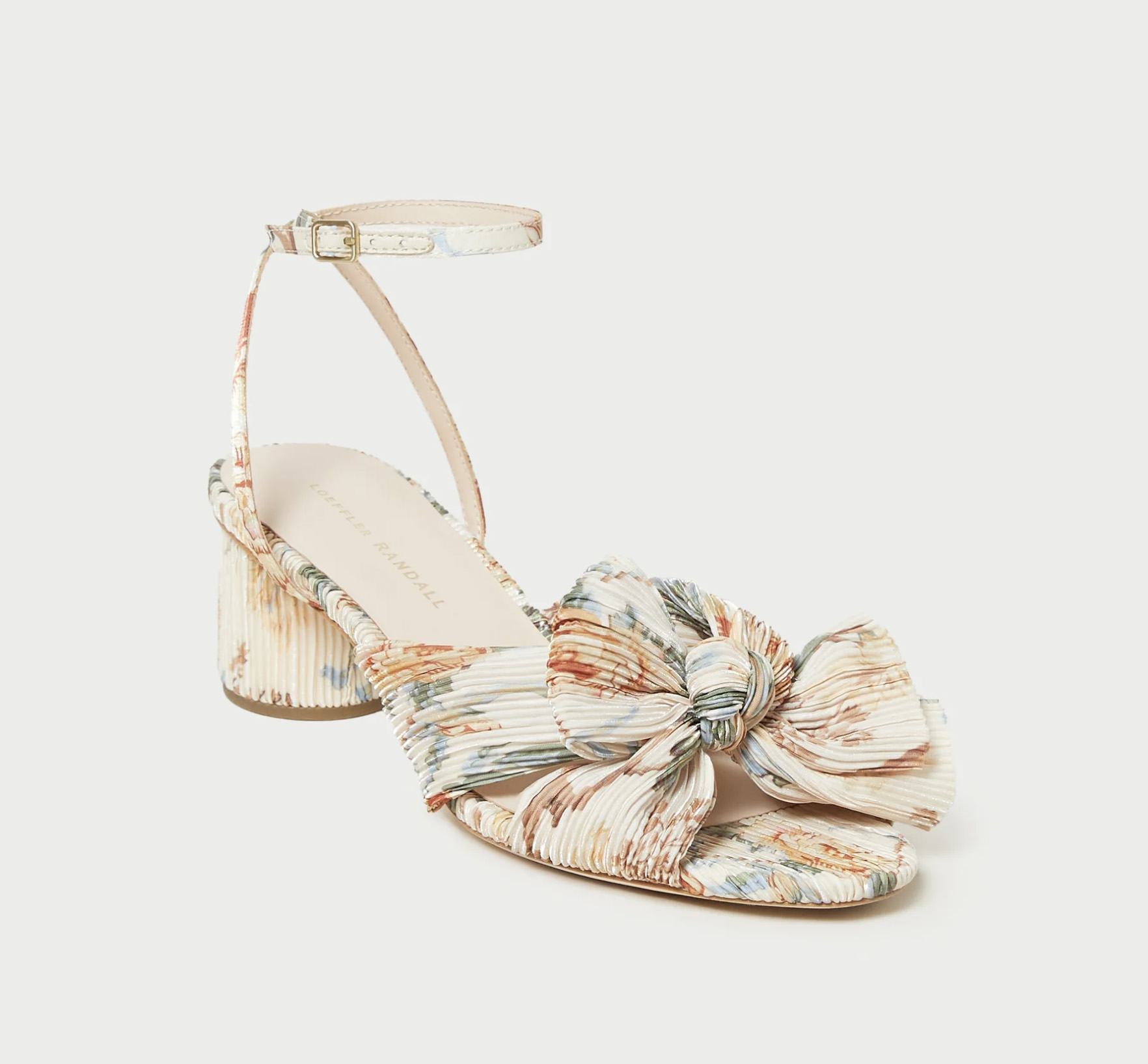 Loeffler Randall Dahlia Cream Botanical Floral Bow Heel