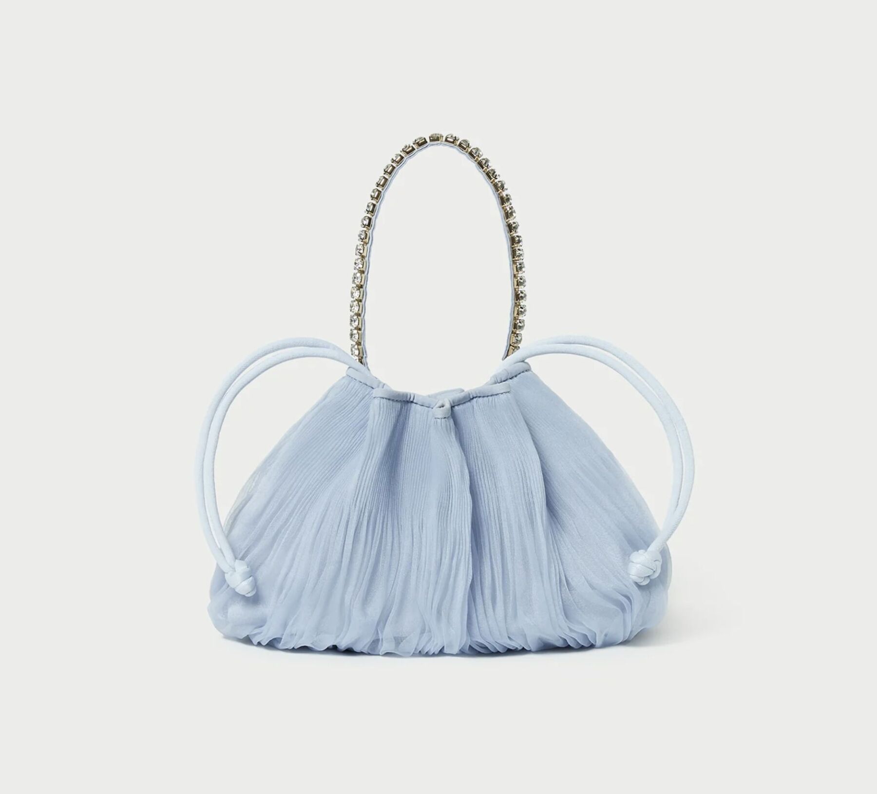 Loeffler Randall pale blue bridal clutch bag
