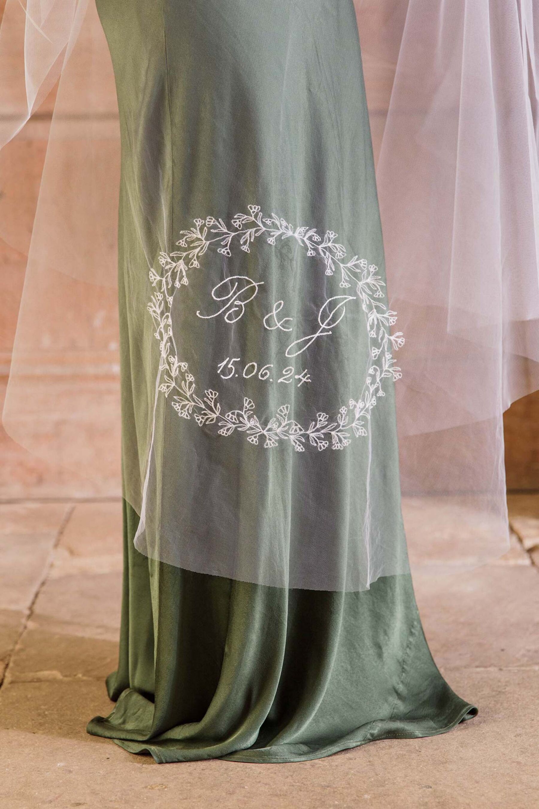 Personalised embroidered wedding veil