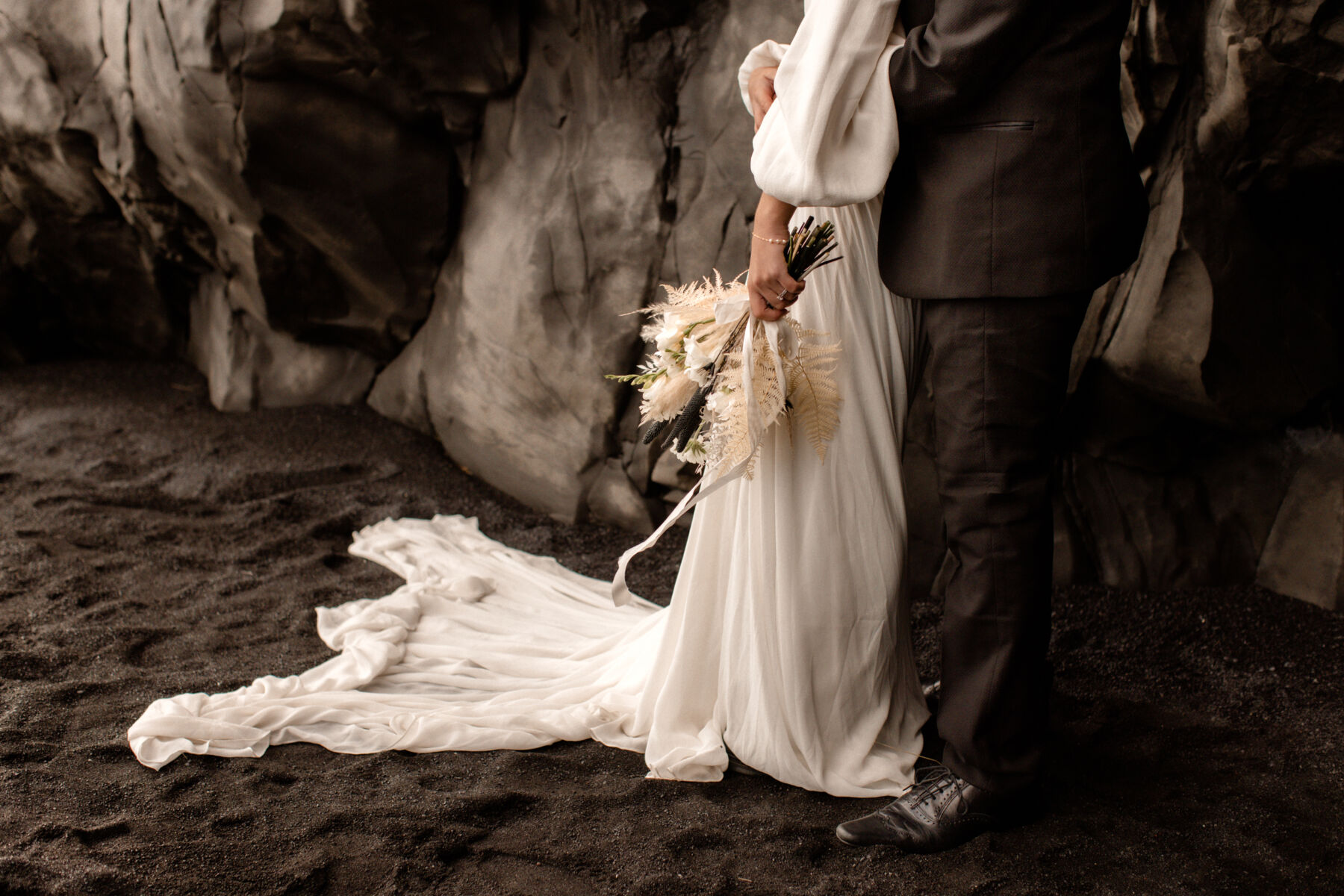 Ethereal Iceland Elopement Inspired by Greek Mythology and Goddesses of the Moon and Falling Stars 5 Floaty ethereal silk wedding dress