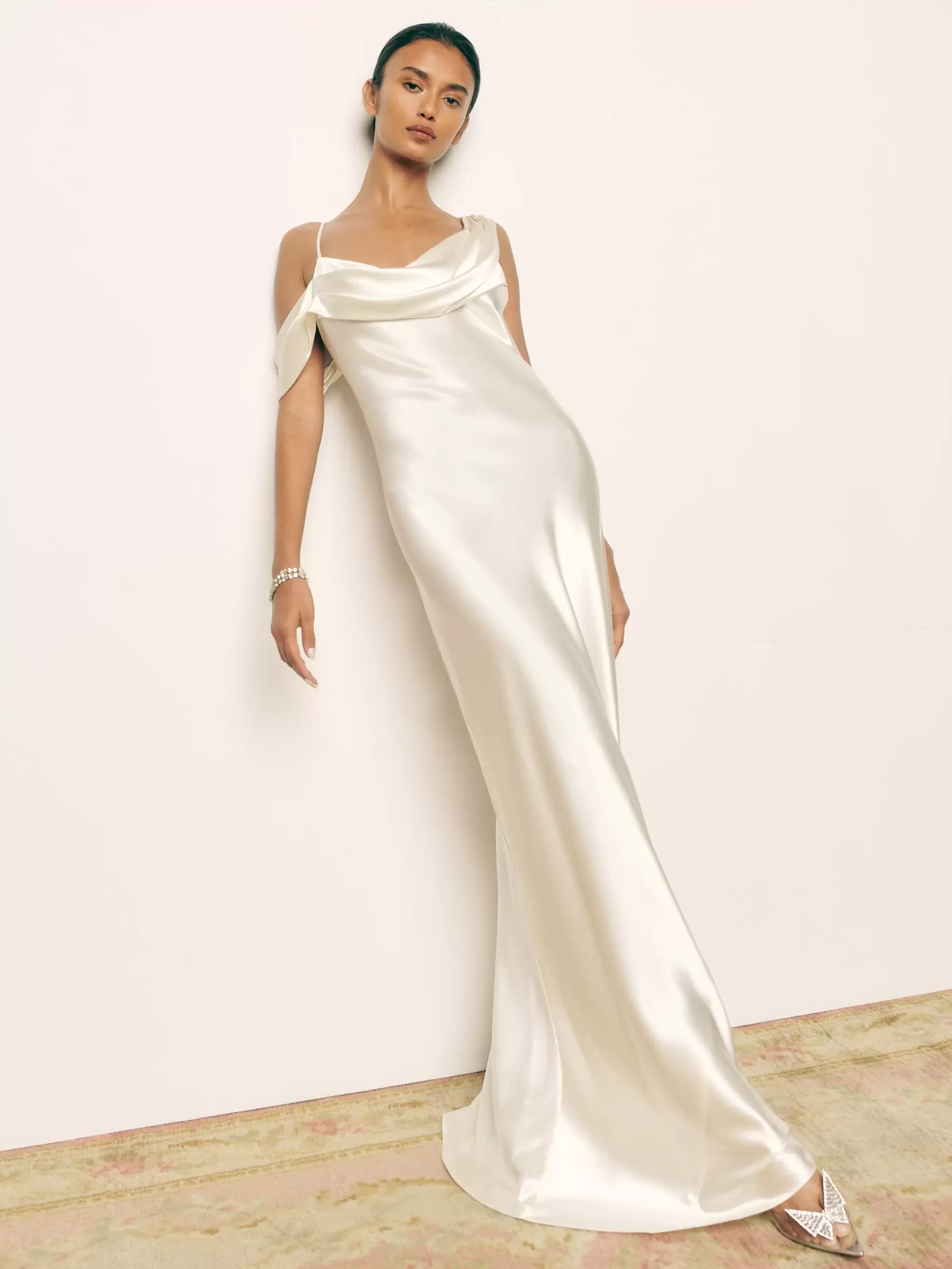 Reformation Ronda Cowl Neck Silk Wedding Dress