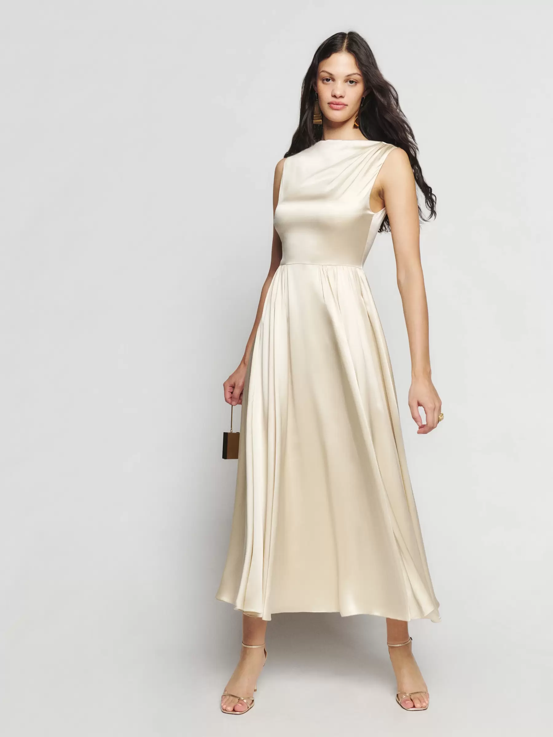 Reformation Silk, Sleeveless Midi Wedding Dress