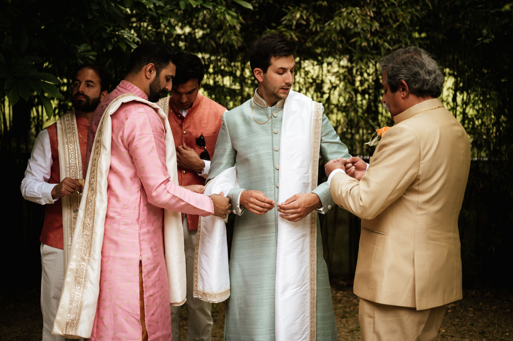 Heather in Belle & Bunty for her Multicultural Wedding in Dorset 9 Sherwani in pale green