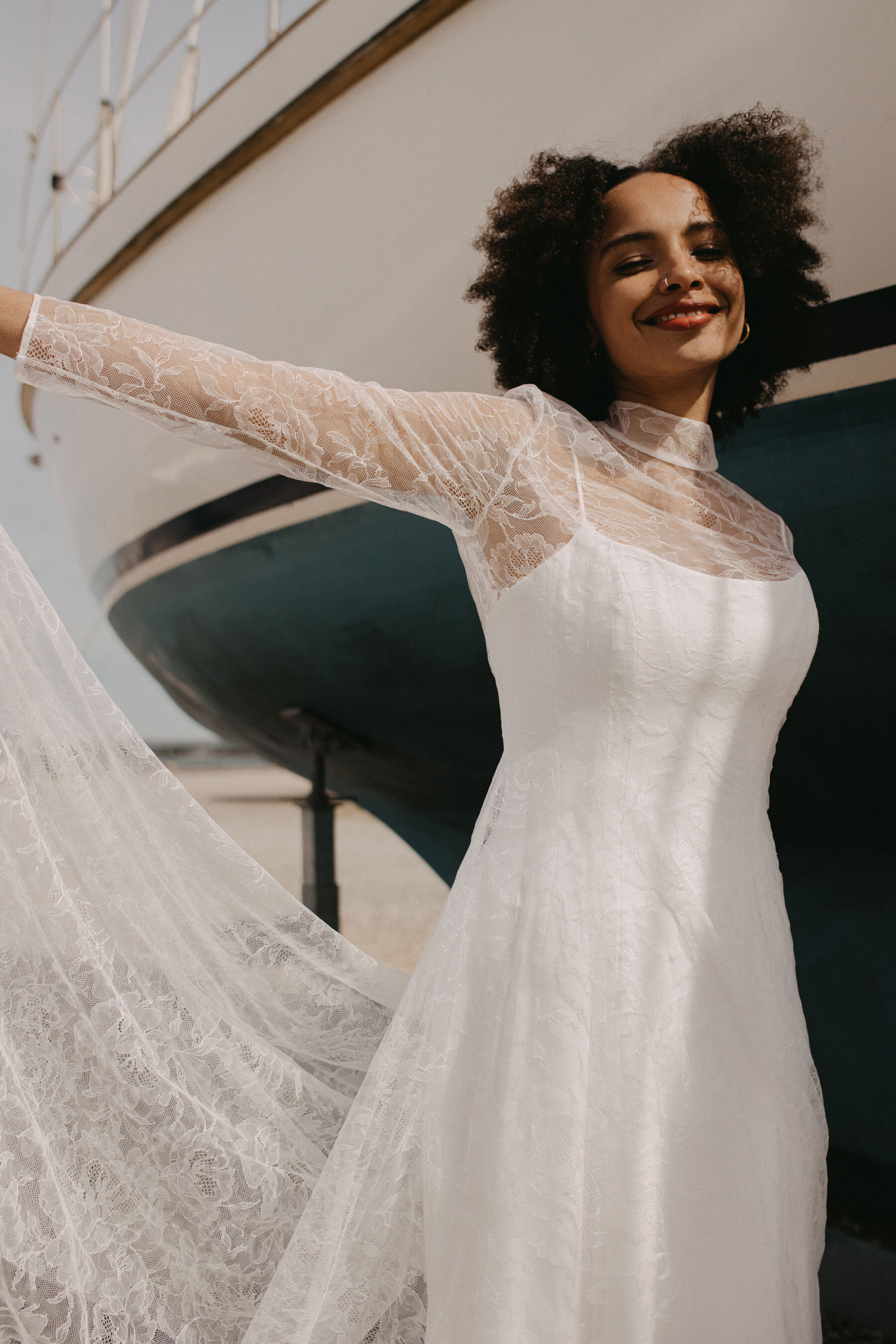 2 Andrea Hawkes Indigo Leni Coat Pura Collection Sustainable Minimalist Wedding Dresses