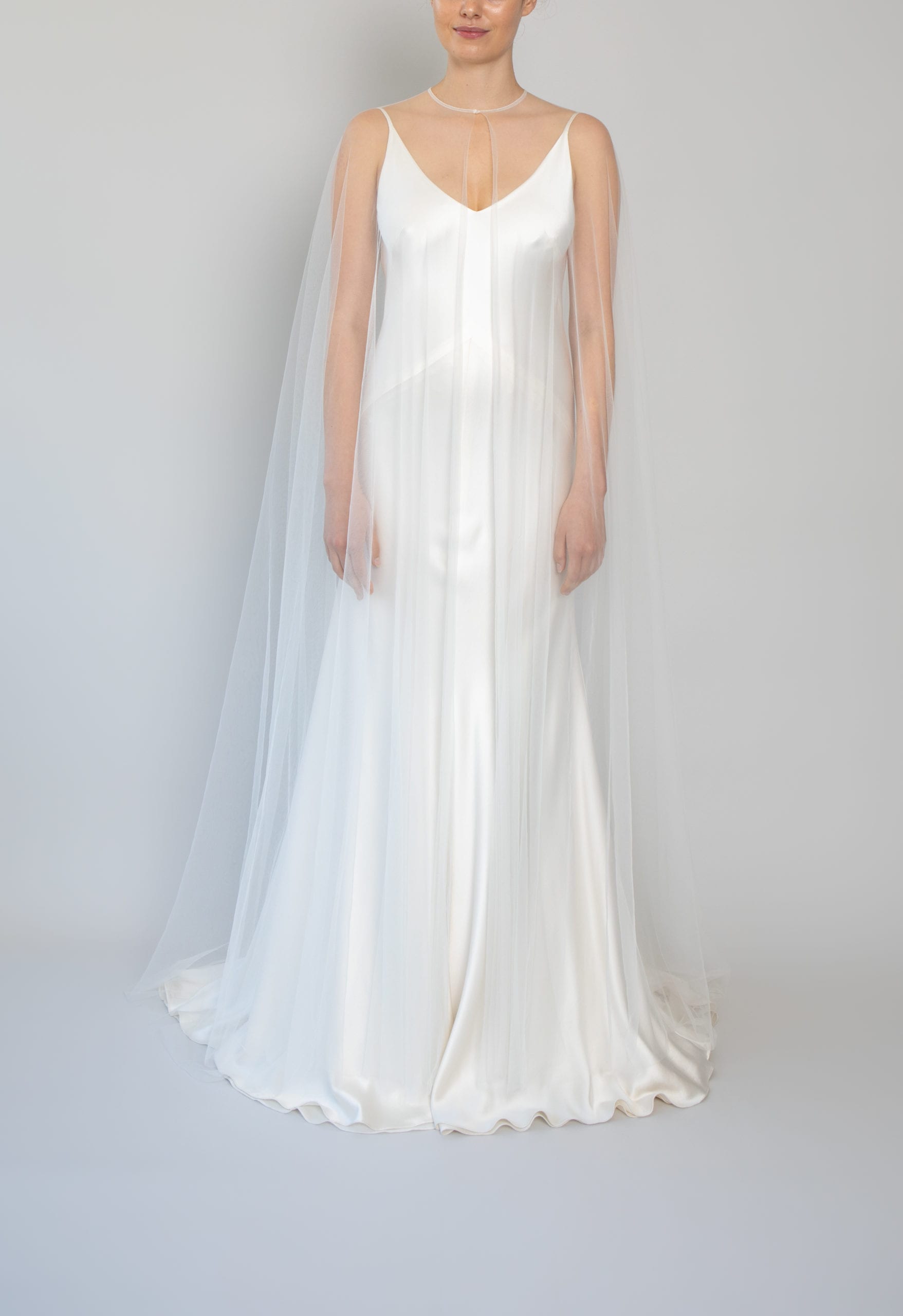 Andrea Hawkes Bridal Bia Cape - Elegant Full Length Tulle Wedding Cape