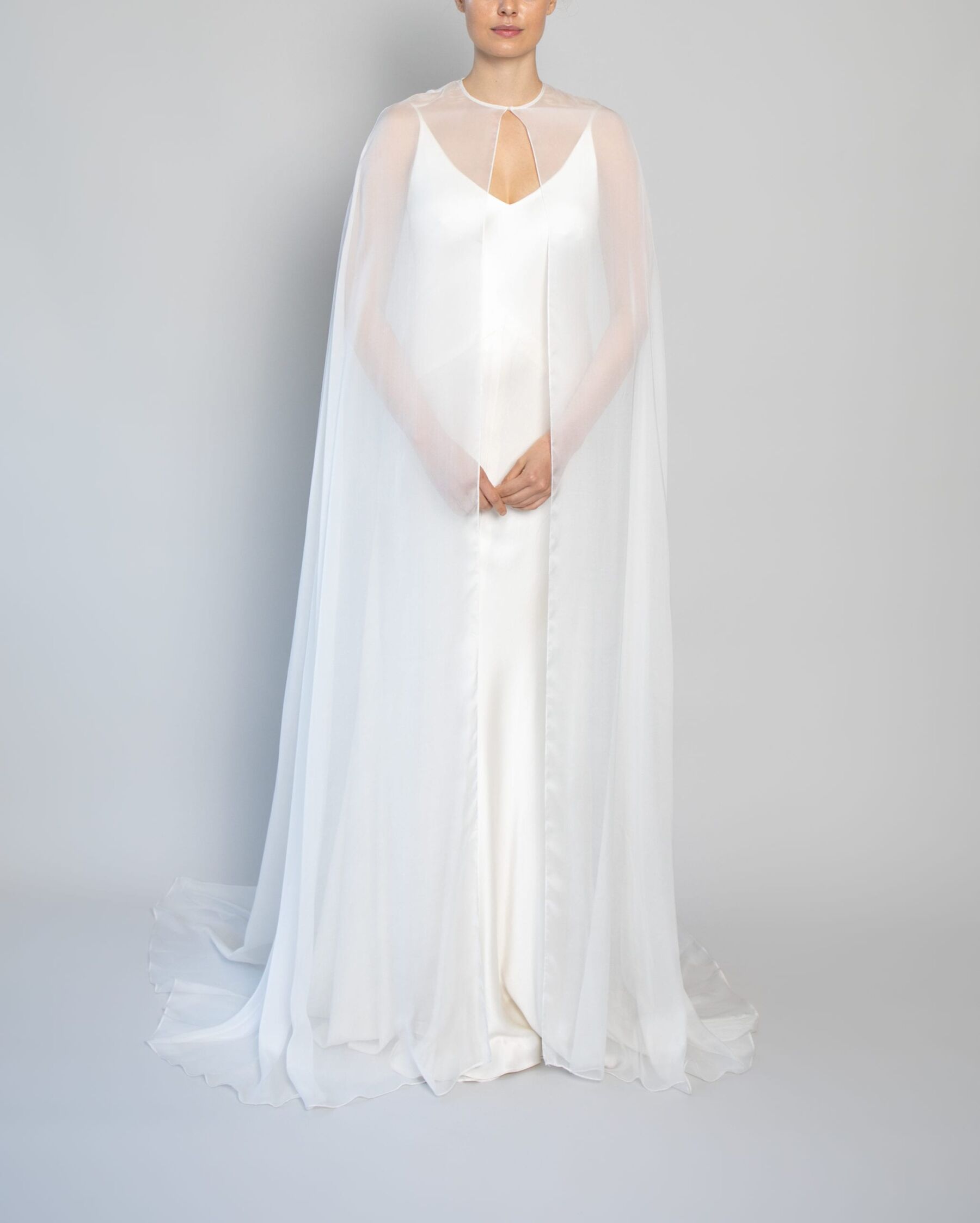 Andrea Hawkes Bridal Full Length Silk Chiffon Wedding Cape