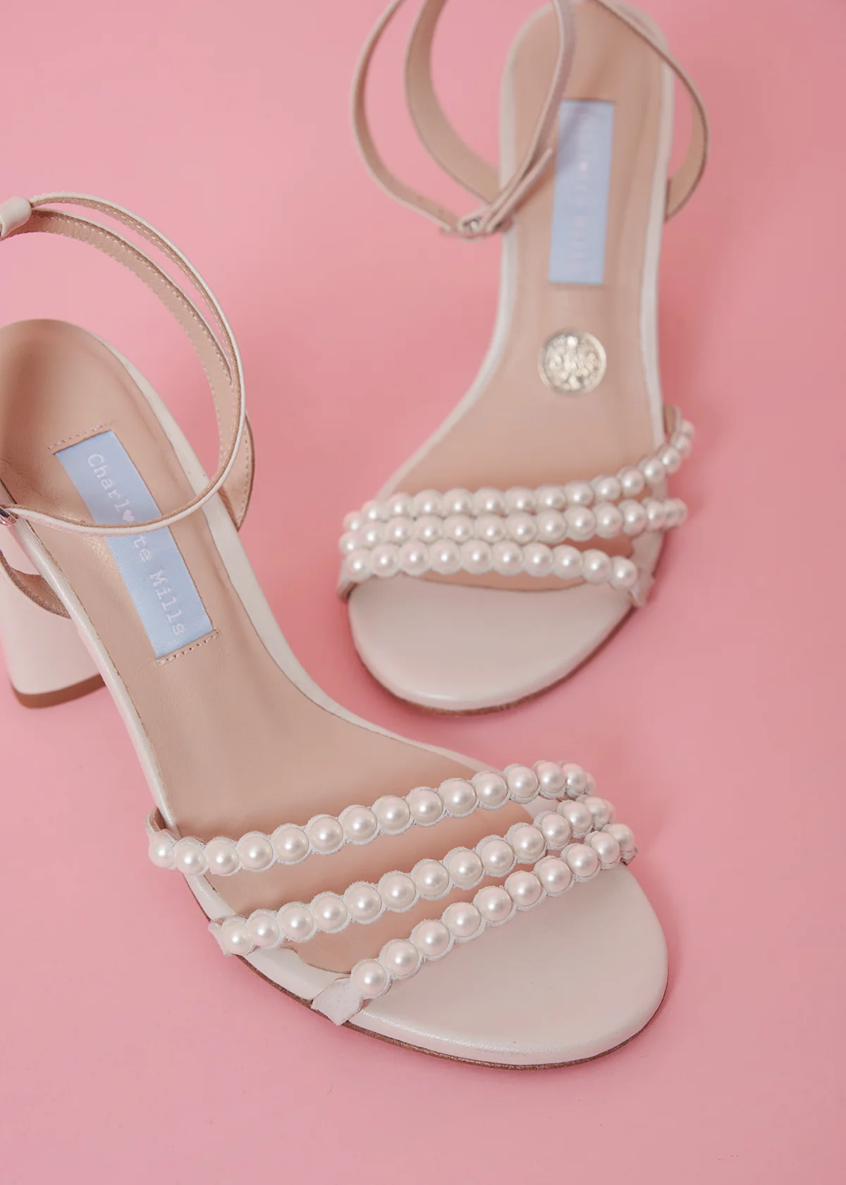 Charlotte Mills pearl strappy sandal wedding shoes