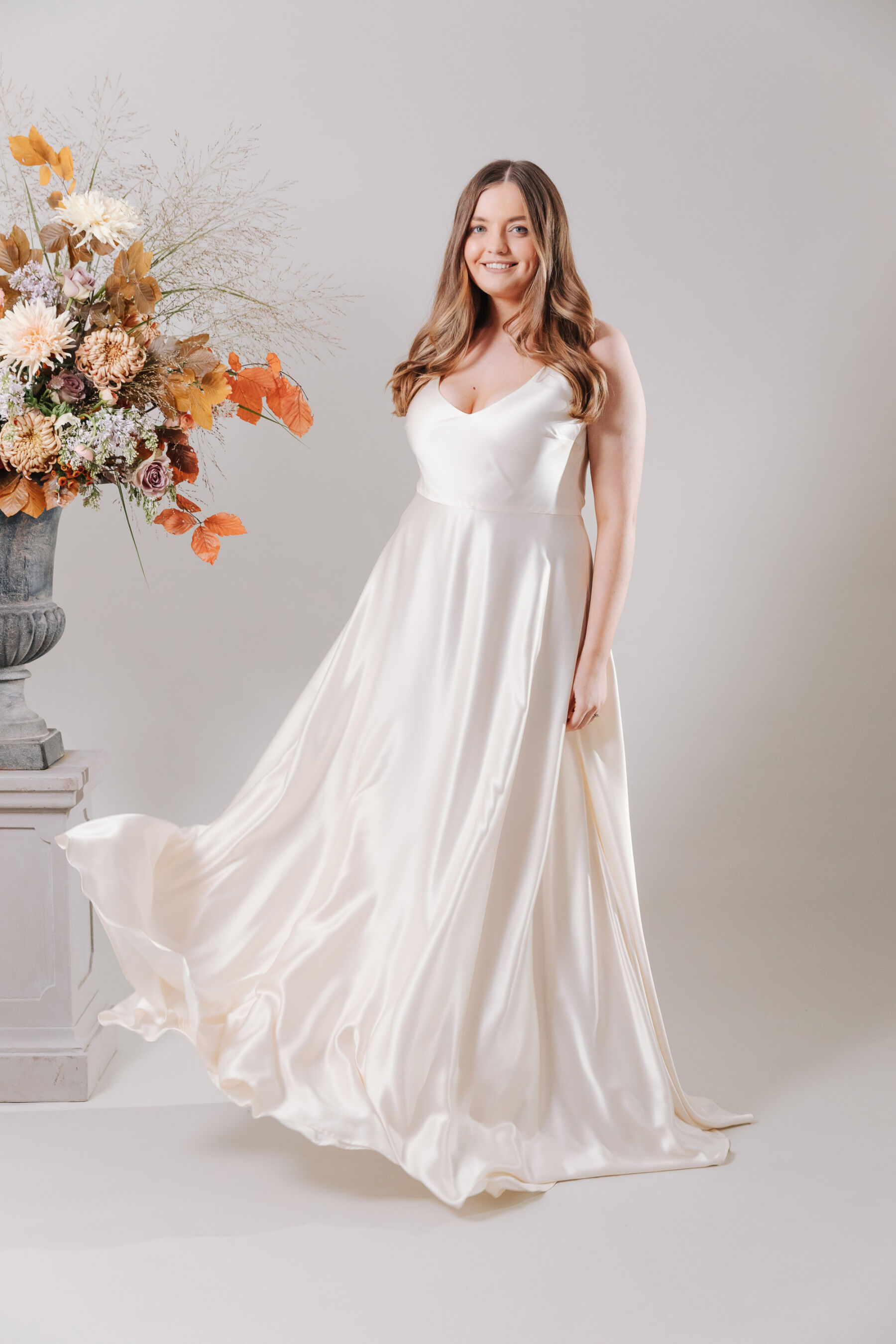 Kate Beaumont sustainable wedding dress for curvy brides. Bridal gown for fuller figured women.