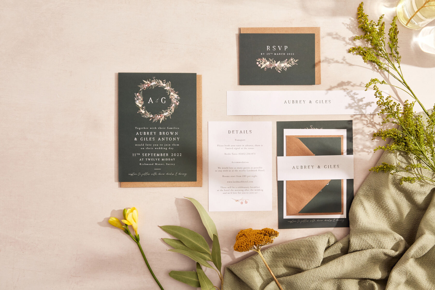 Loom Weddings, modern elegant wedding stationery, UK