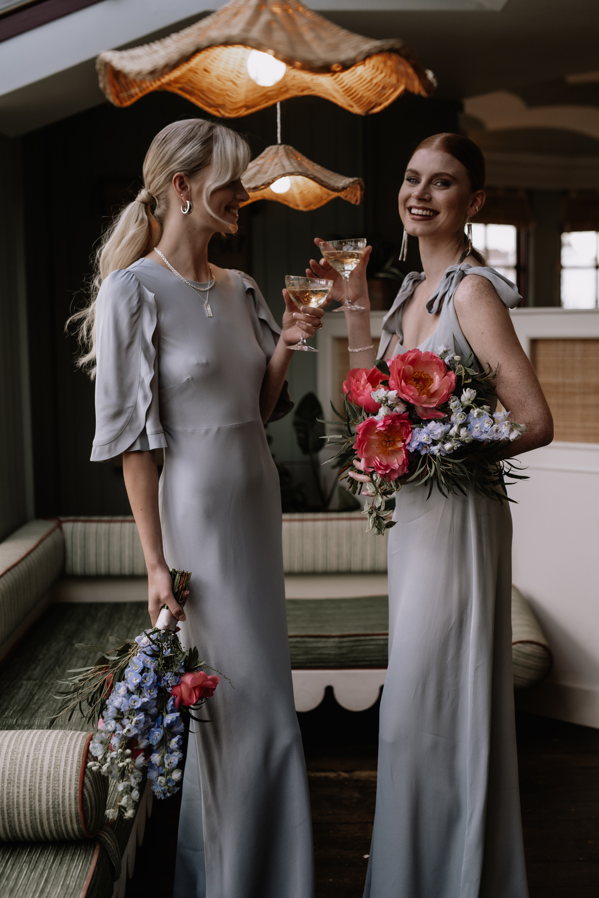Pale grey bridesmaids dresses by Maids to Measure