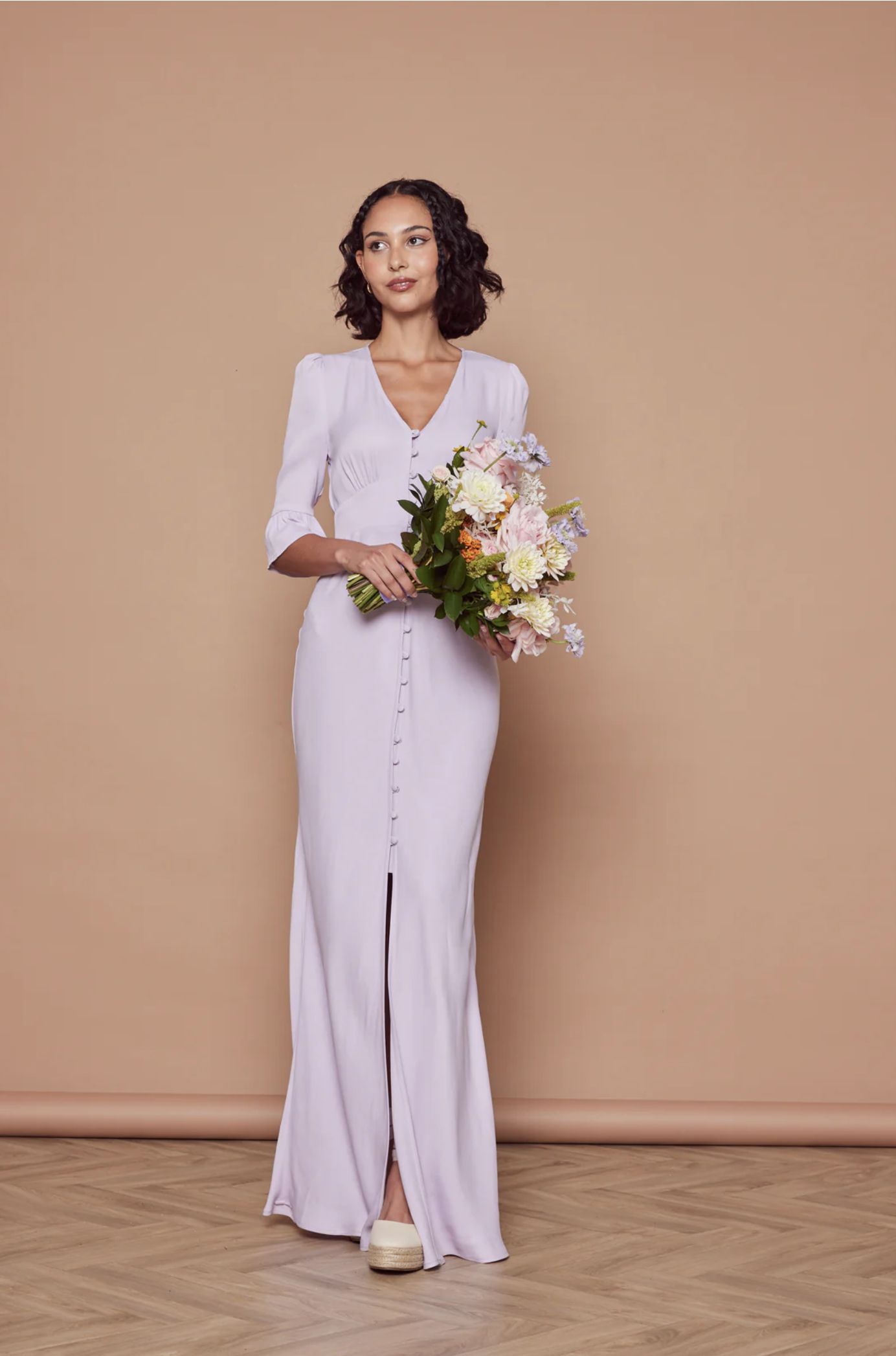 Maids To Measure Daphne Satin V-Neck Lilac Bridesmaids Dress