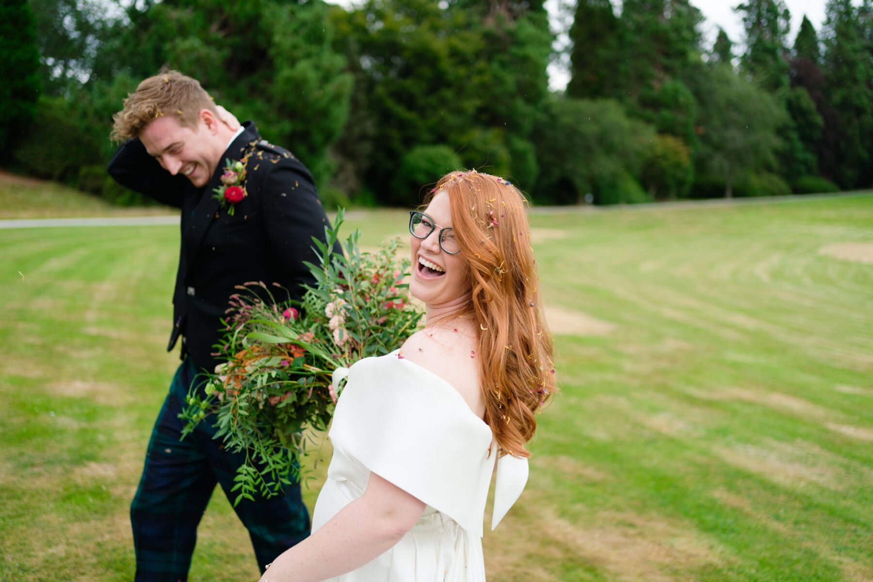 Jade, in Eva Lendel for her Colourful and Elegant Summer Wedding at Cluny Castle in Aberdeenshire 28 73 Cluny Castle Wedding