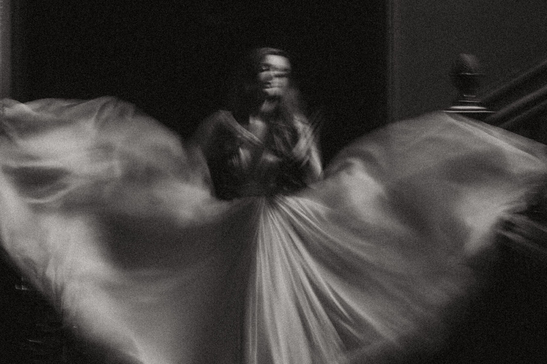 Julita London Ethereal wedding dress black and white photograph