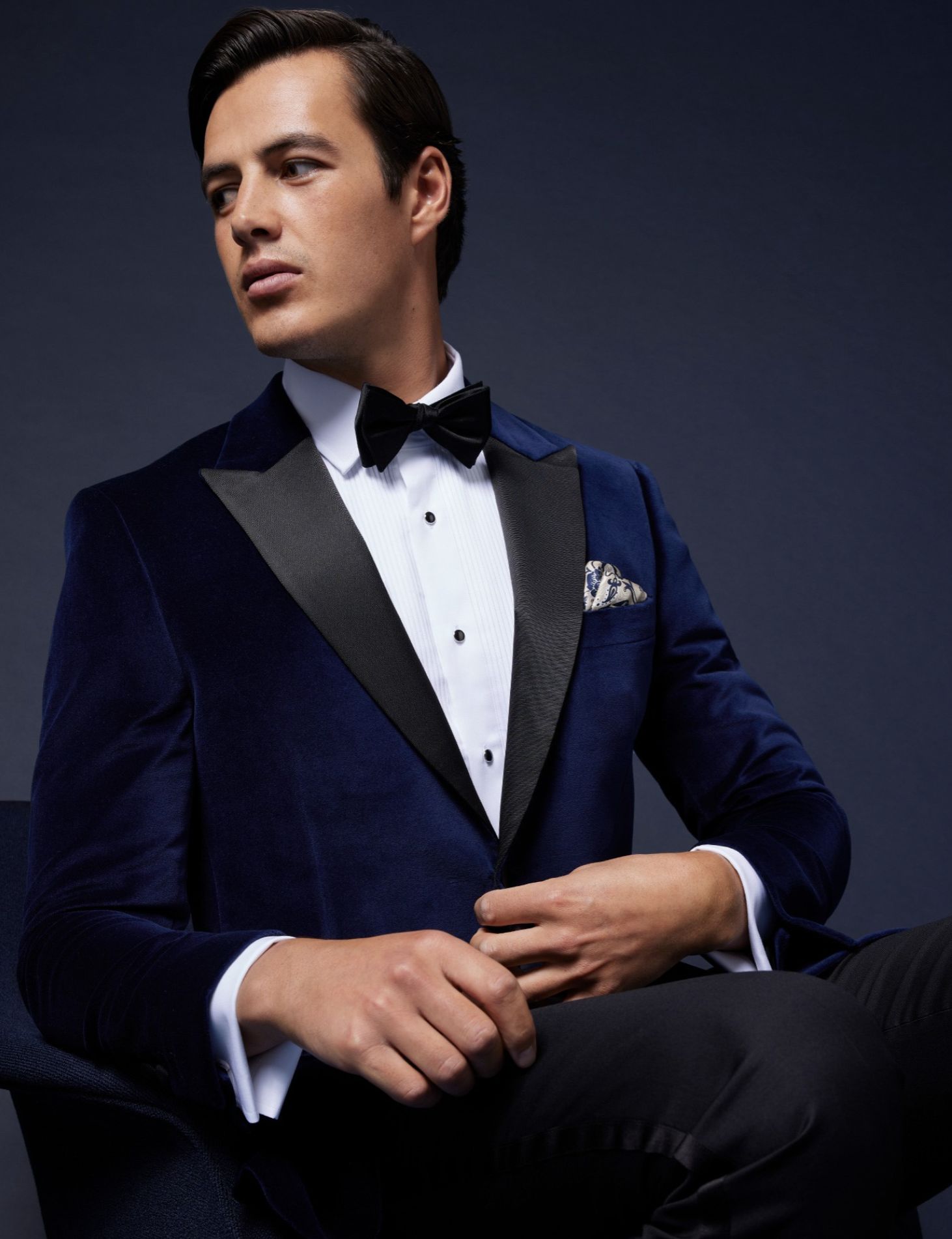 Men’s Navy Plain Velvet Tuxedo Jacket