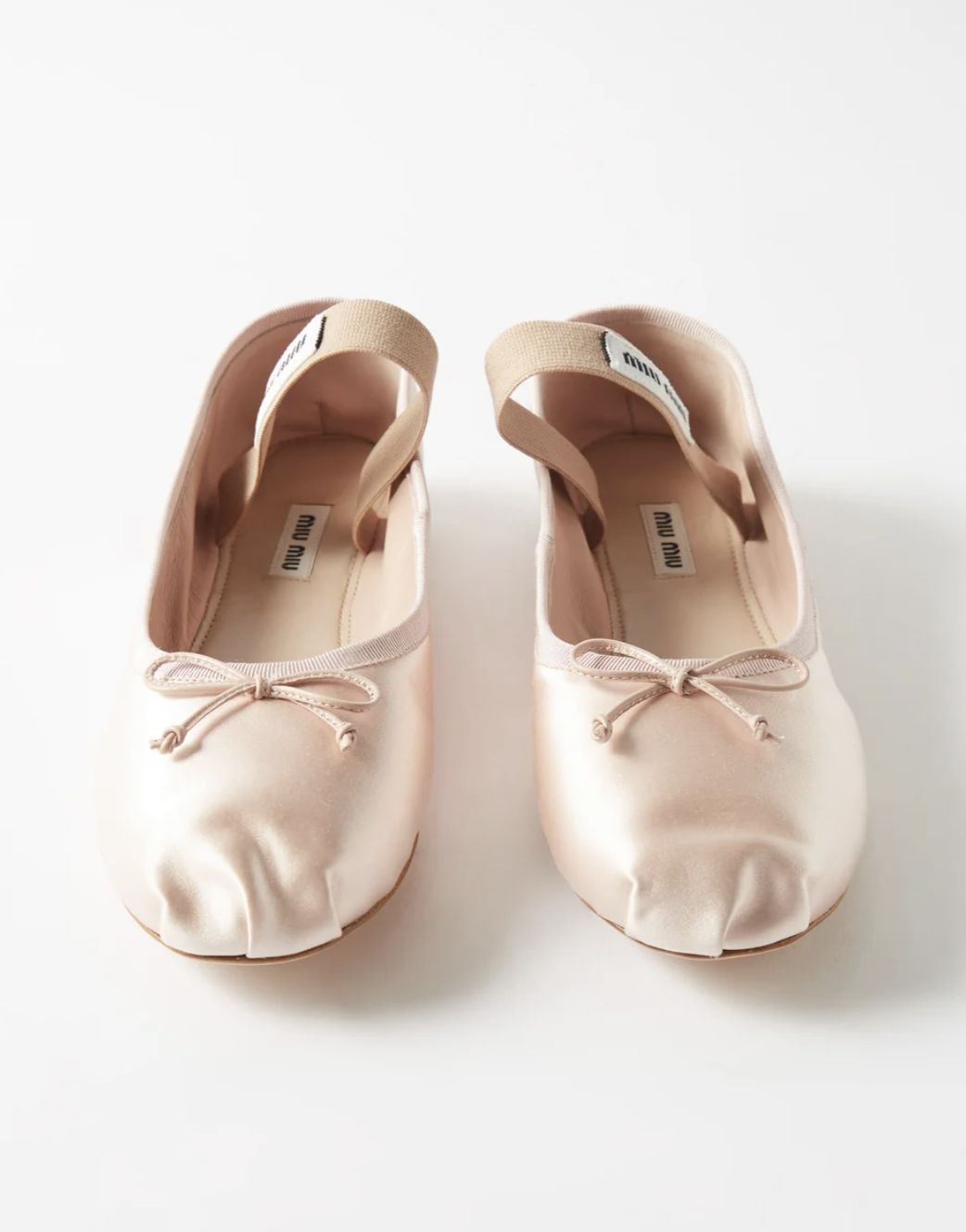 Miu Miu Logo-patch Satin Ballet Flats