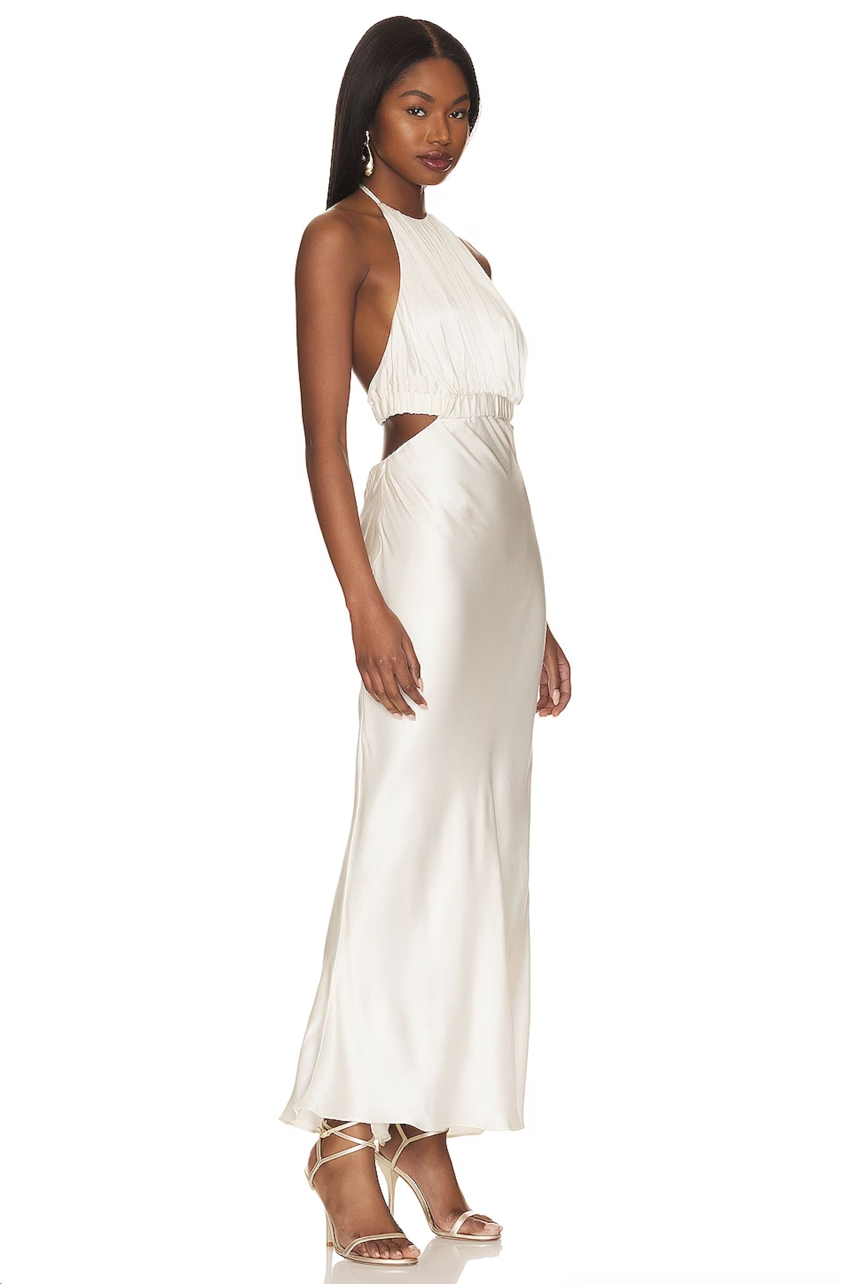 Shona Joy Milo Ruched Halter Midi Dress