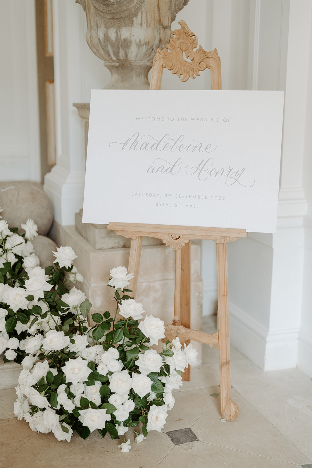 Bespoke welcome sign with calligraphy details