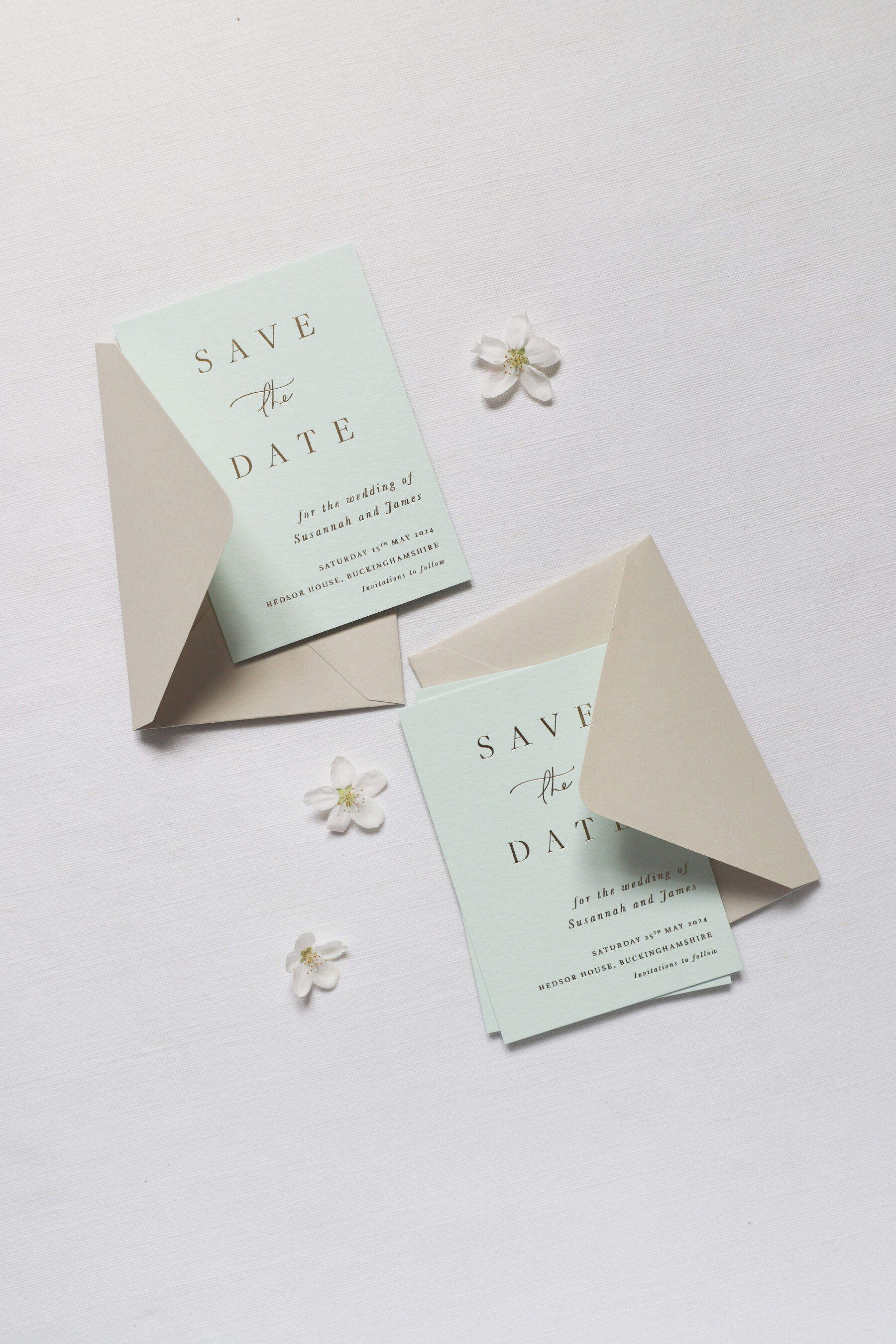 Hot foil printed customisable 'Iris' Save the Date cards.