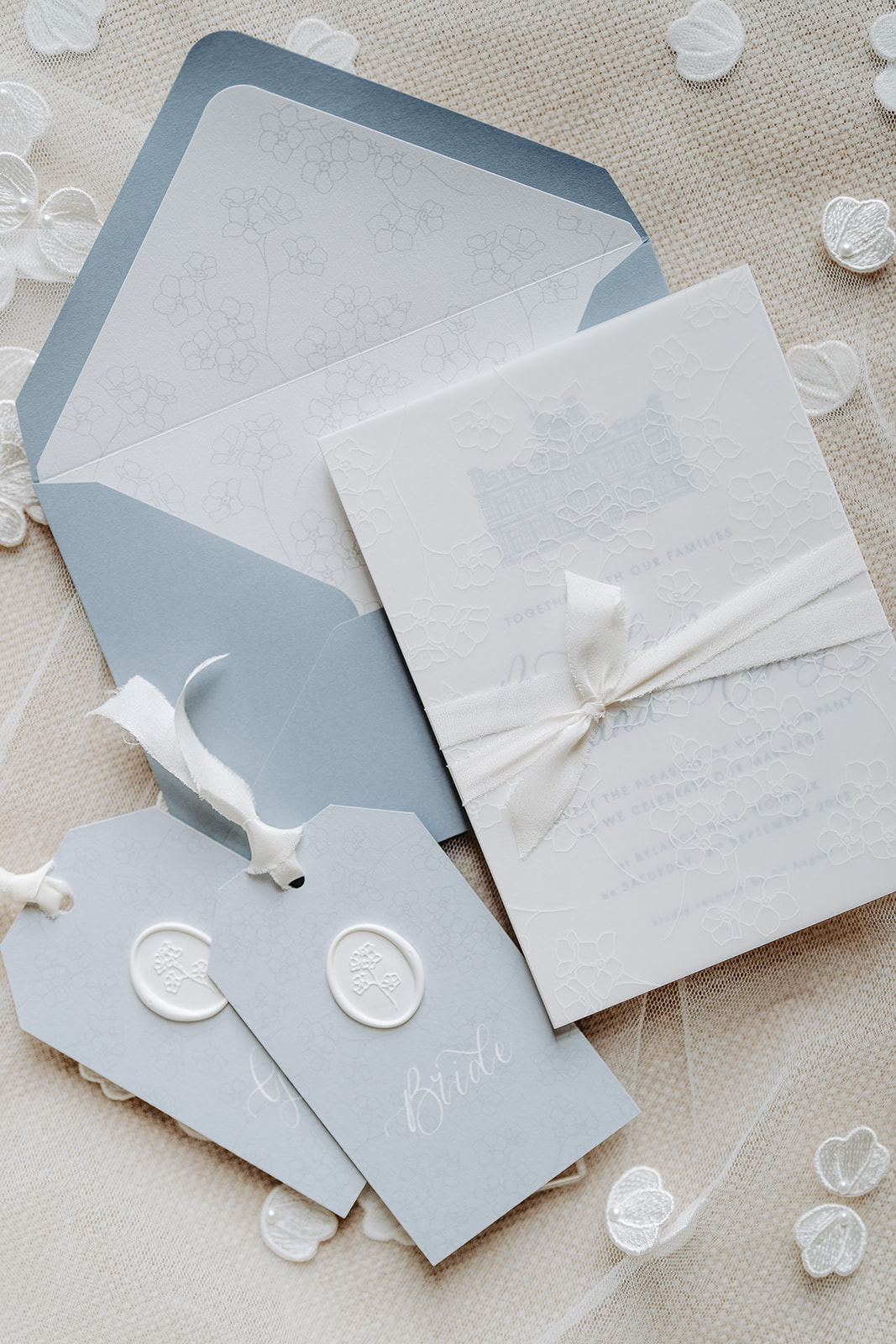 Bespoke Letterpress Printed wedding invitation suite