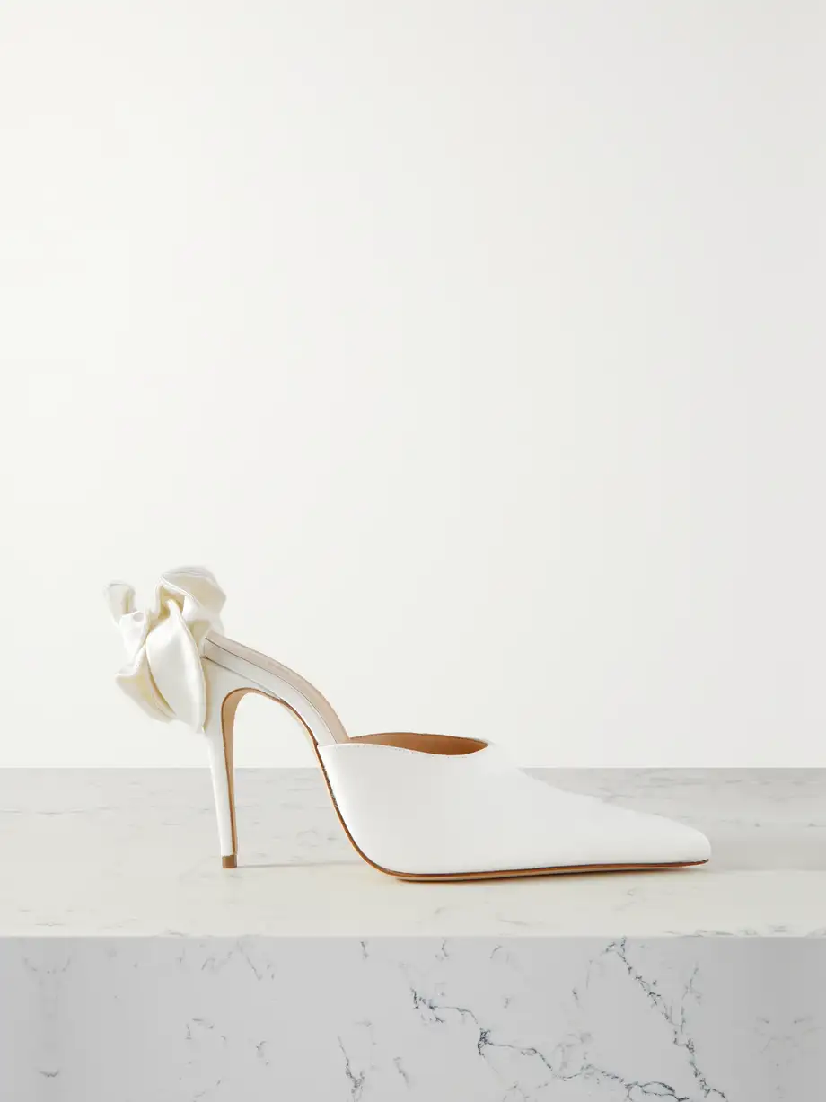 Magda Butrym Appliqued satin mules - Shop by Brand Magda Butrym Appliqued satin mules