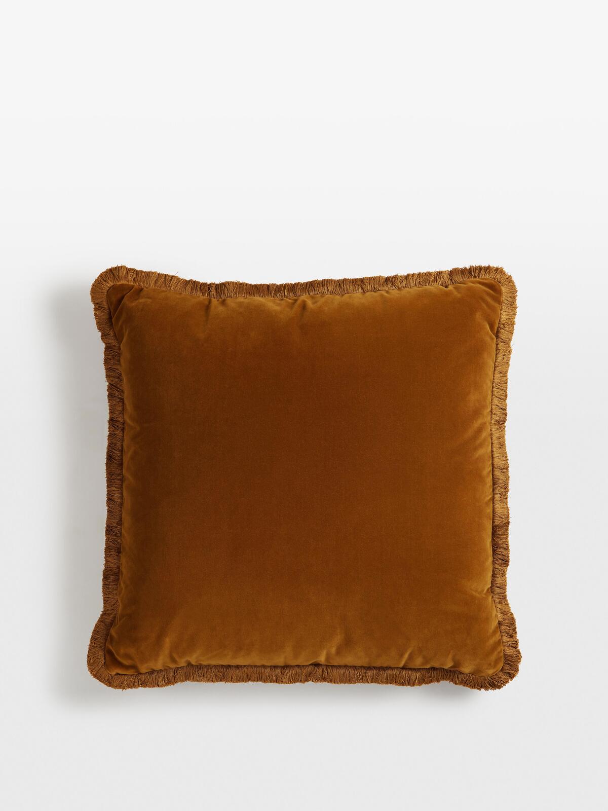 Soho Home Margeaux Large Square Velvet Cushion (Available in Lichen Green, Mustard Yellow, Grey Blue and Rust Orange)