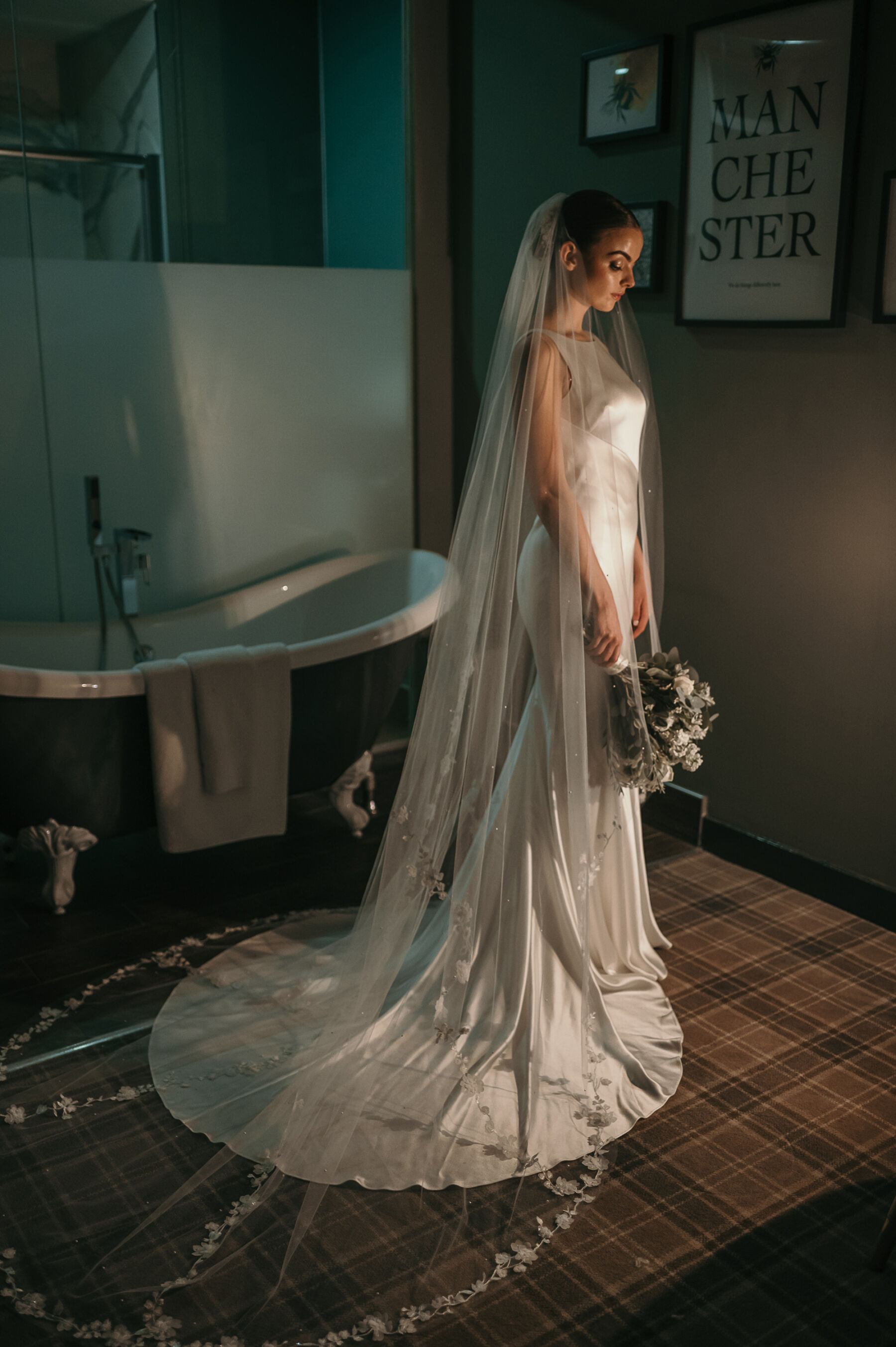 A Modern & Elegant Manchester Hall Wedding for Hannah in Theia Couture 6 67 Manchester Hall wedding