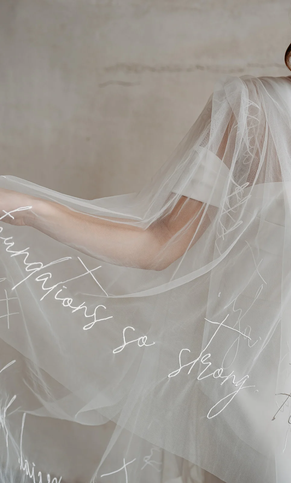 Embroidered wedding veil The Script by Rebecca Anne Designs