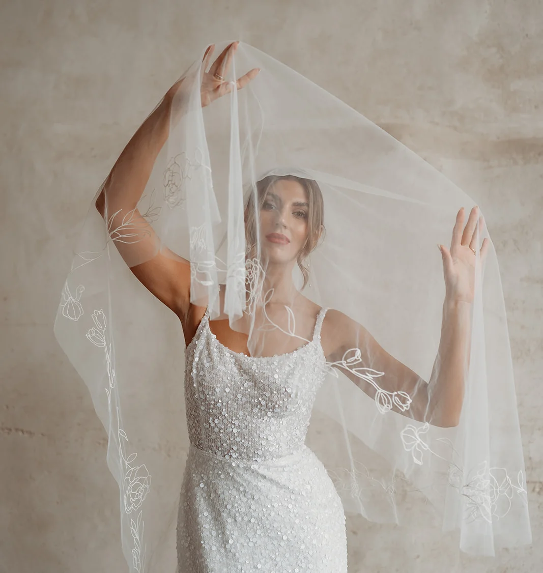 Floral Embroidered Wedding Veil