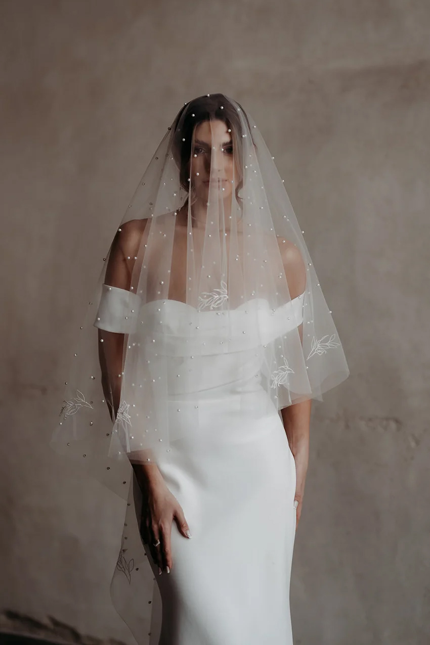 Pearl Wedding Veil - Rebecca Anne Designs