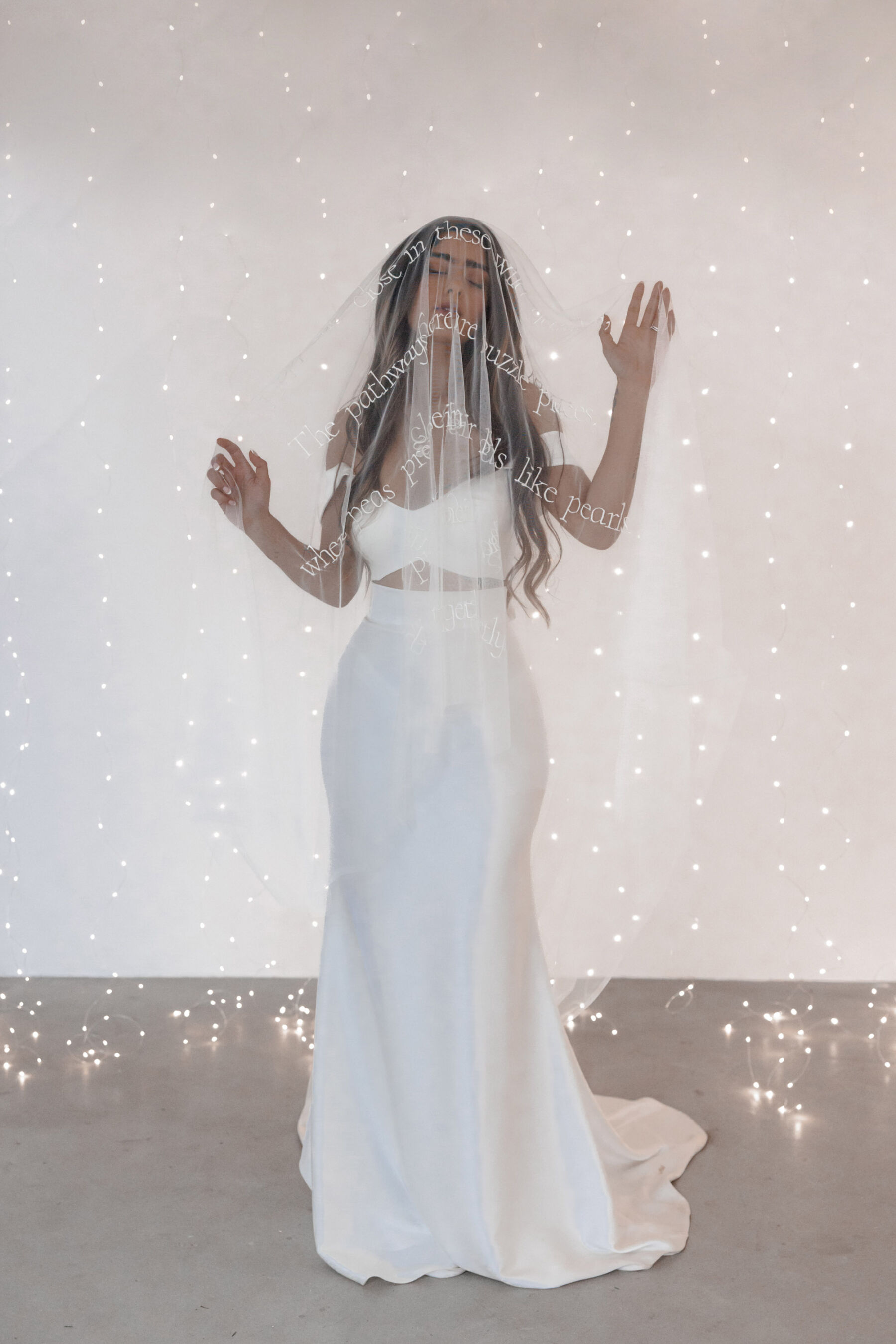 Poetry Embroidered Wedding Veils