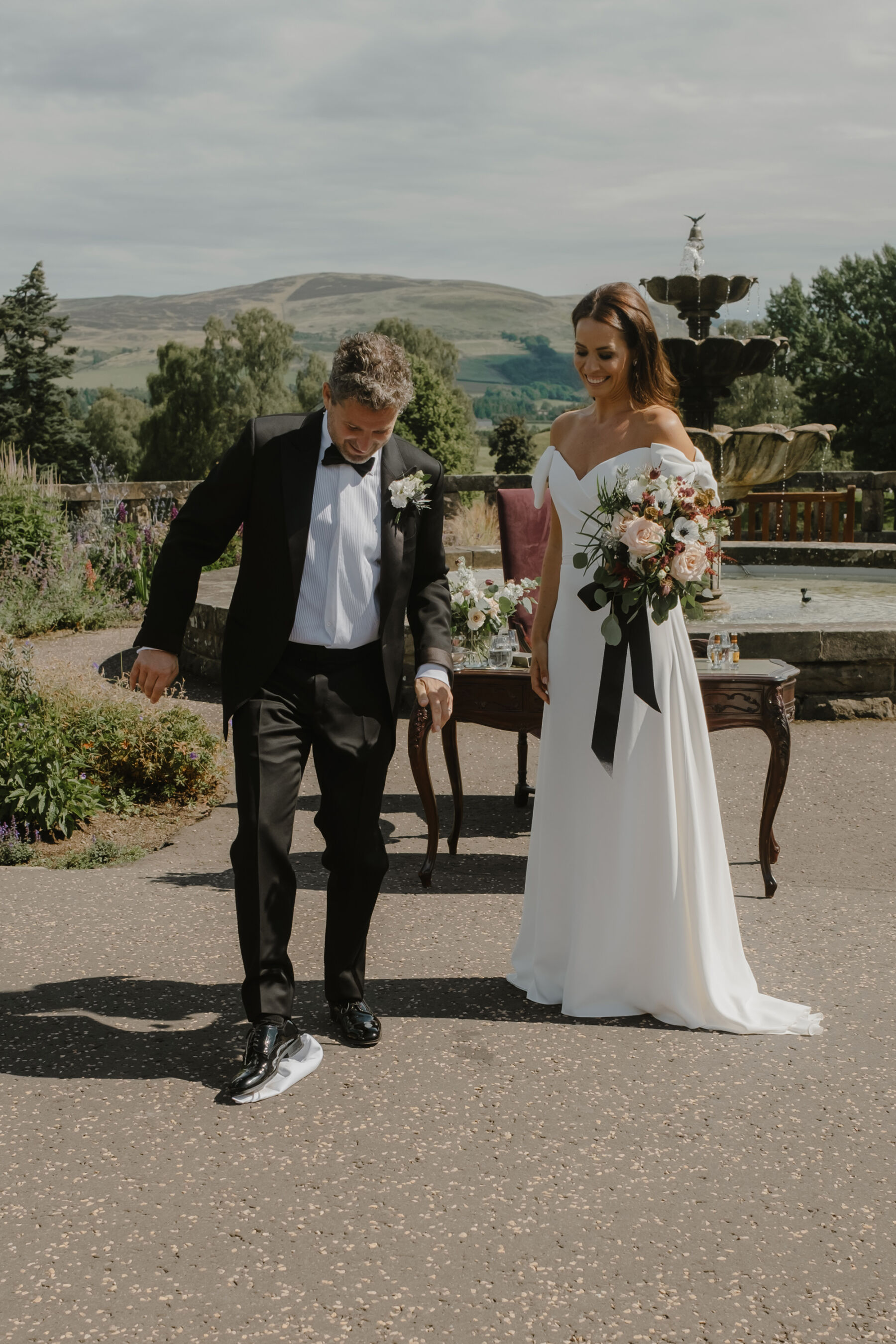 Jess in Suzanne Neville for her Black Tie Wedding at Gleneagles, Captured by Harper Scott Photography 21 70 Gleneagles Wedding Suzanne Neville Bridal Gown