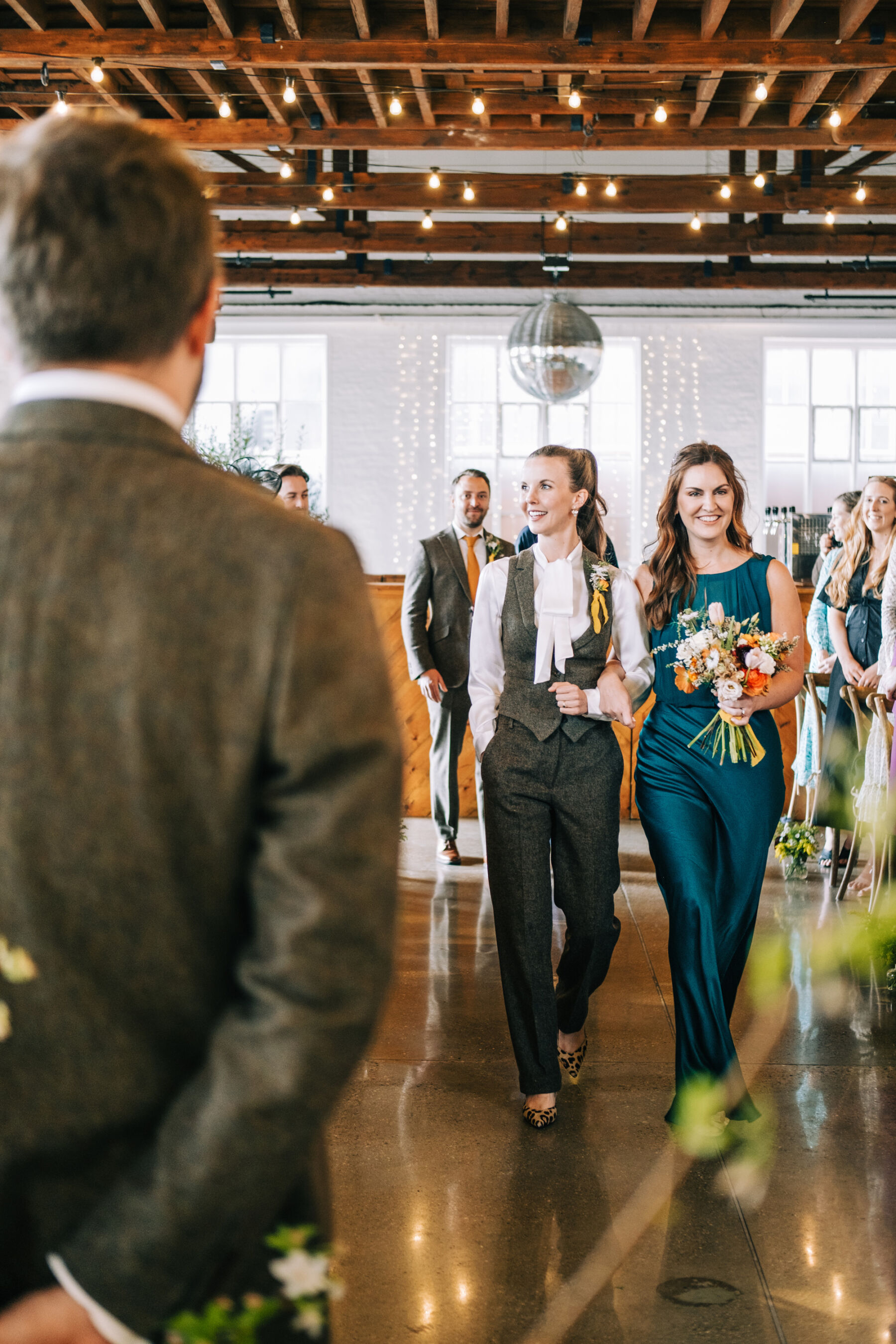 A Trinity Buoy Wharf Wedding With Subtle 70's Style for Jo, in a Sassi Holford Gown & Pearl Cape Veil by Jesus Peiro 22 JJ wedding 080423 44