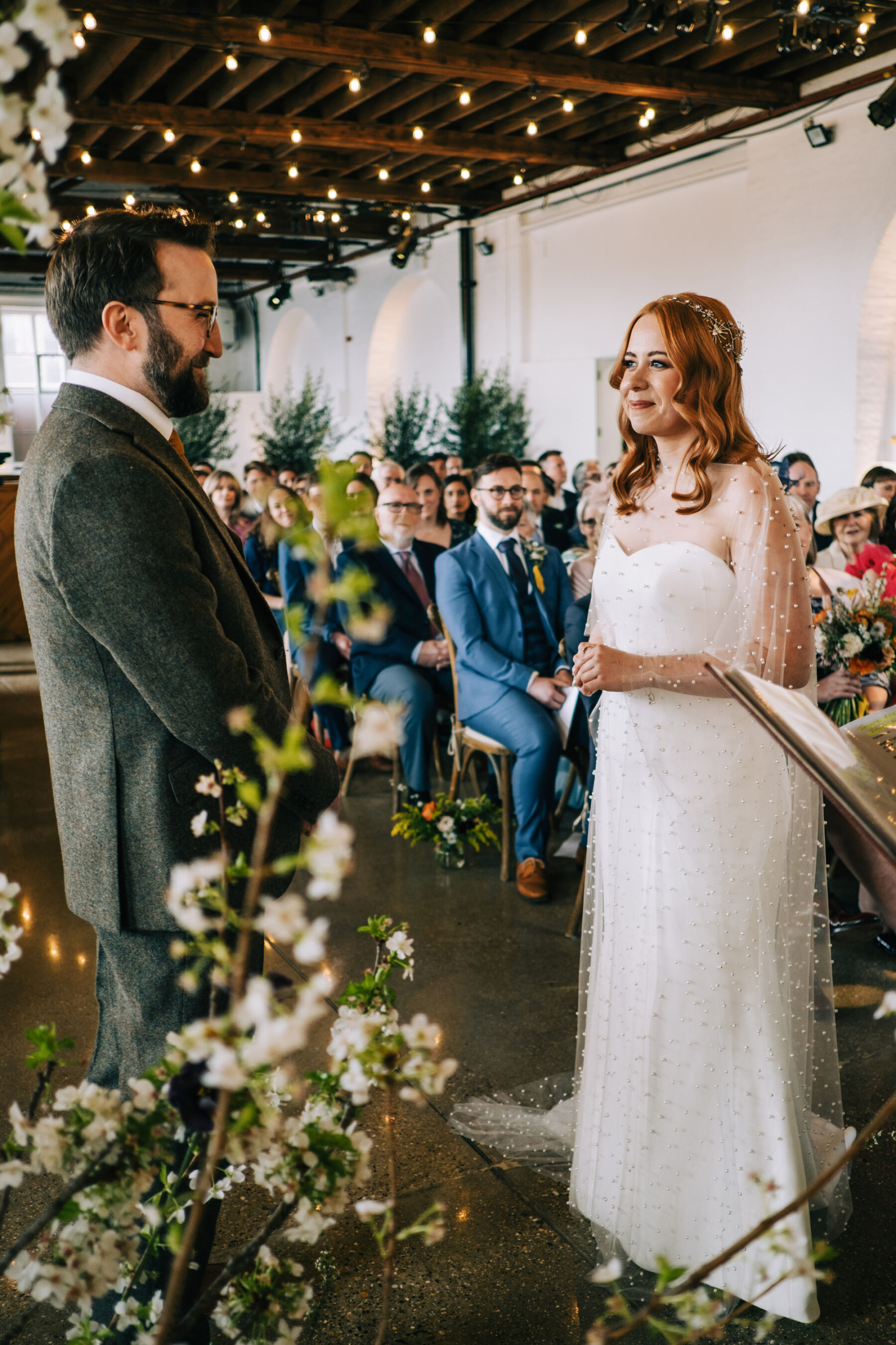A Trinity Buoy Wharf Wedding With Subtle 70's Style for Jo, in a Sassi Holford Gown & Pearl Cape Veil by Jesus Peiro 26 JJ wedding 080423 48
