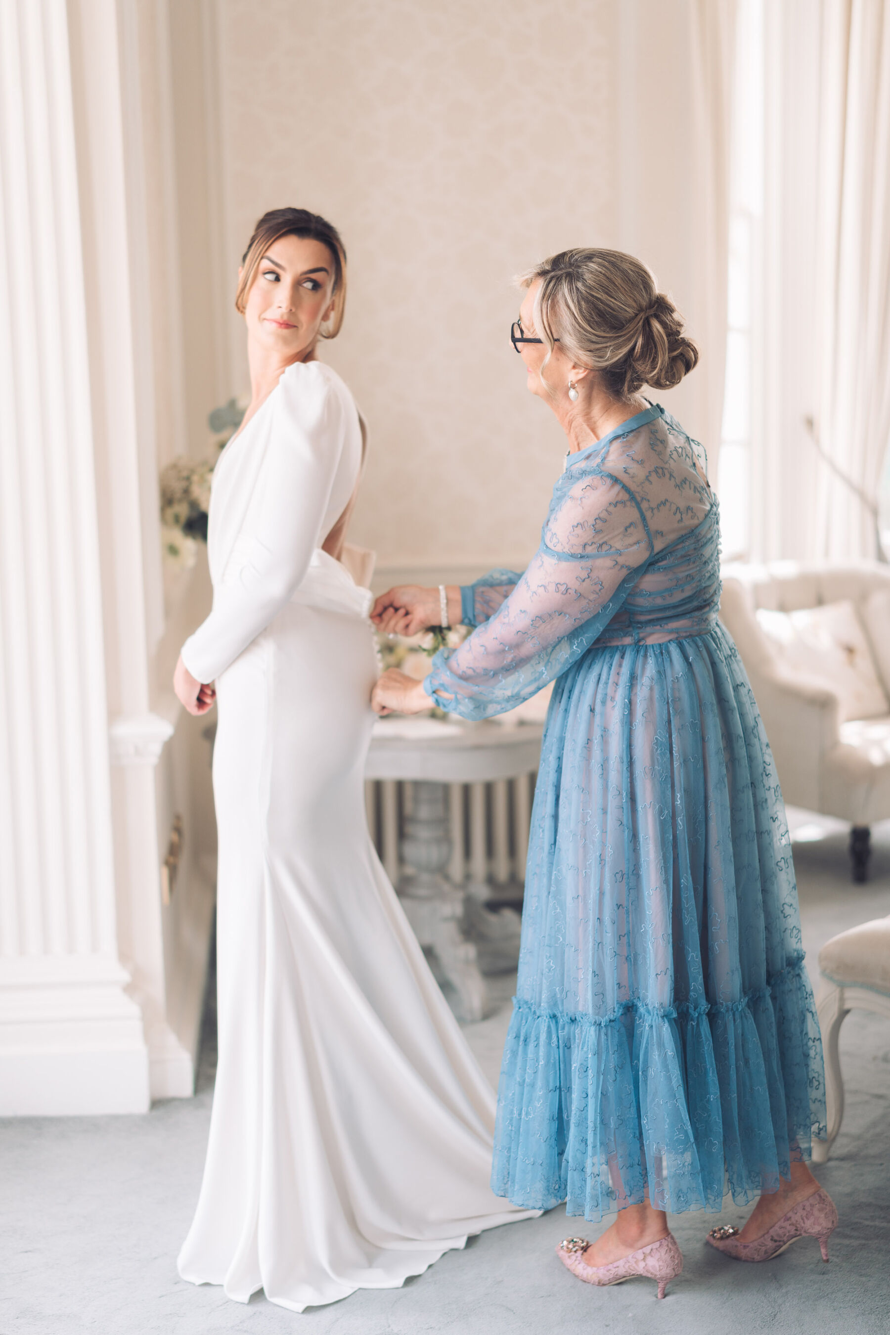 Grace, in Pronovias, for her Classy & Elegant Black Tie & White Tux Wedding Wedding at Hedsor House 13 51 Hedsor House wedidng Pronovias bridal gown