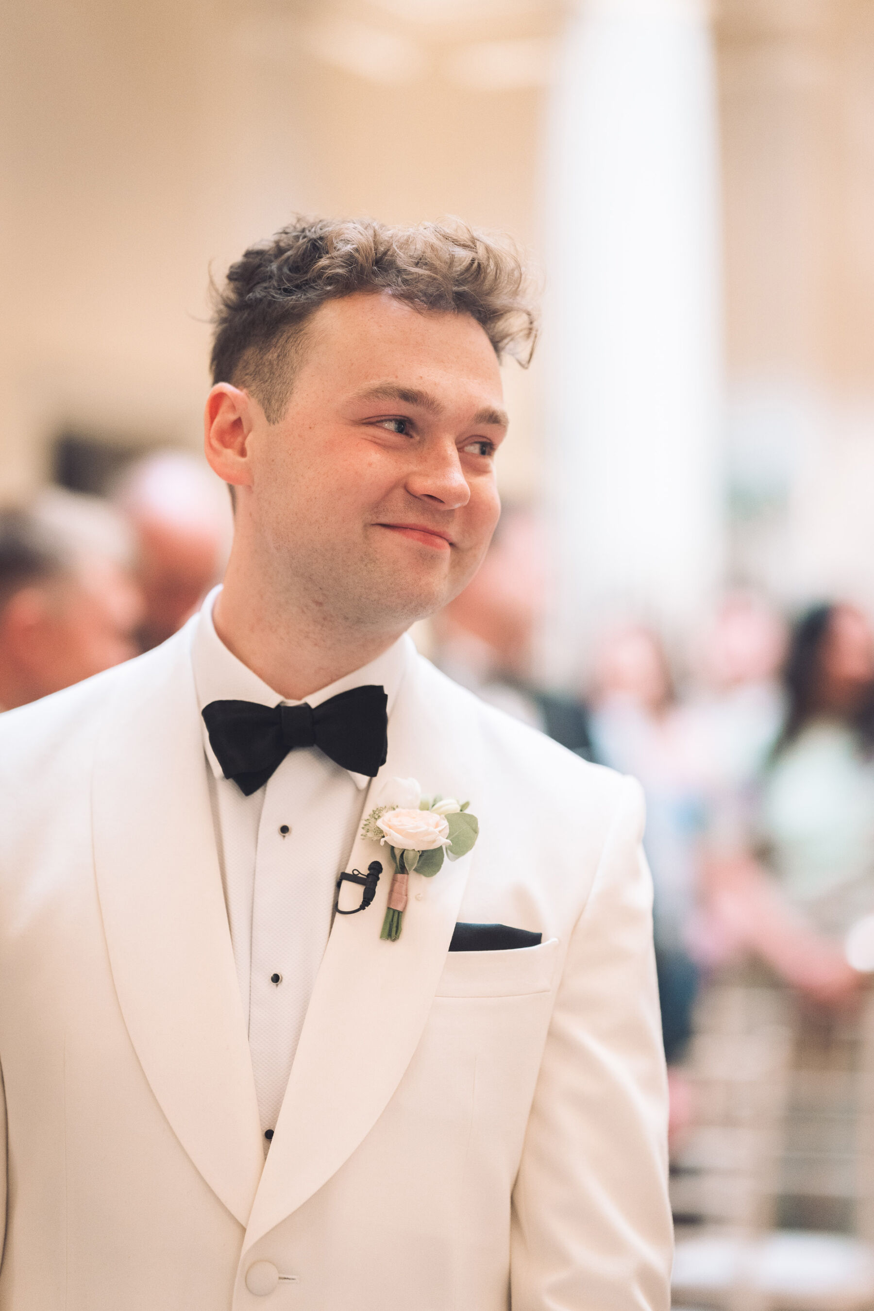 Grace, in Pronovias, for her Classy & Elegant Black Tie & White Tux Wedding Wedding at Hedsor House 22 75 Hedsor House wedidng Pronovias bridal gown