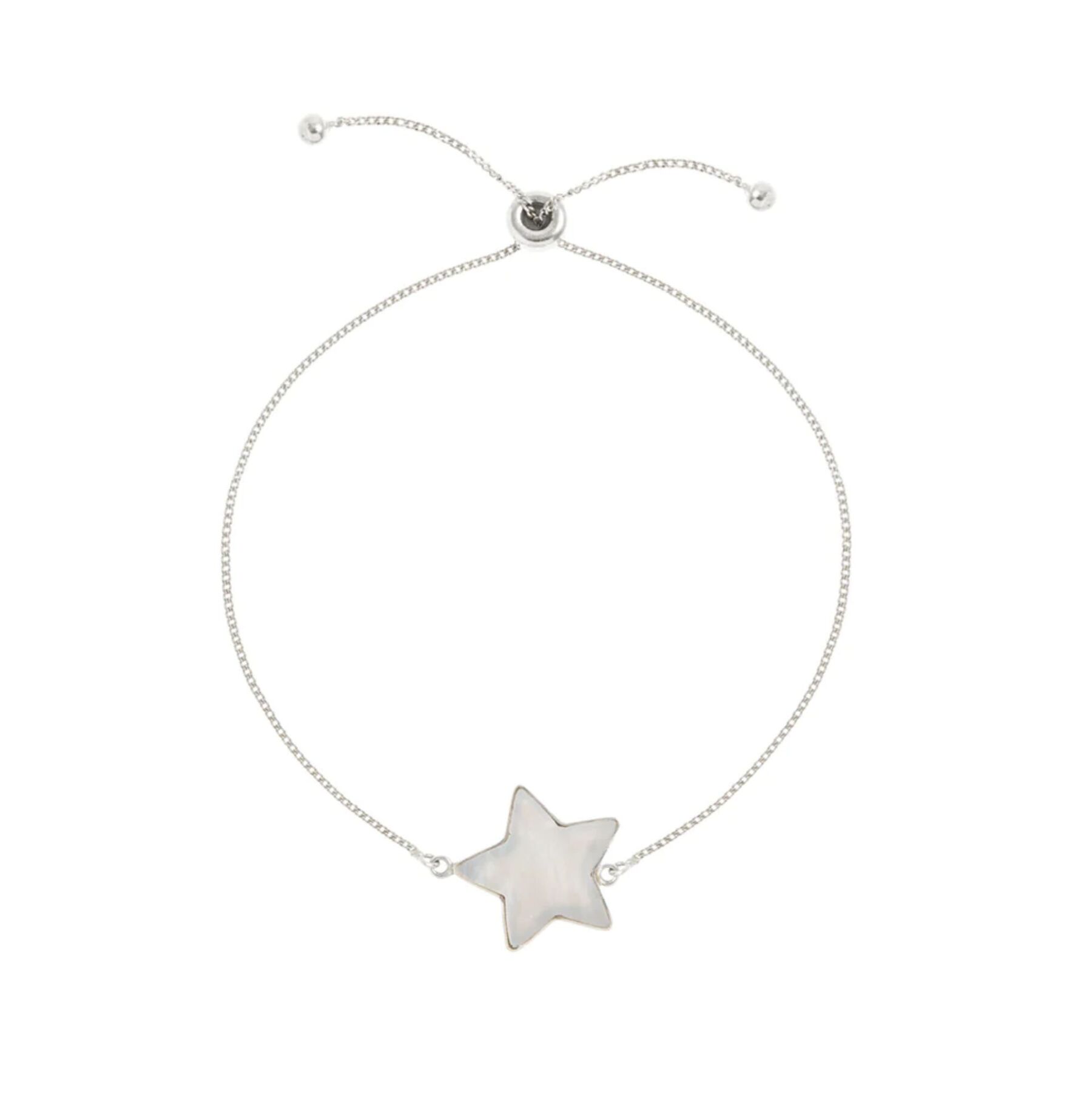 Adjustable Bracelet in Sterling Silver with Mother of Pearl Star
