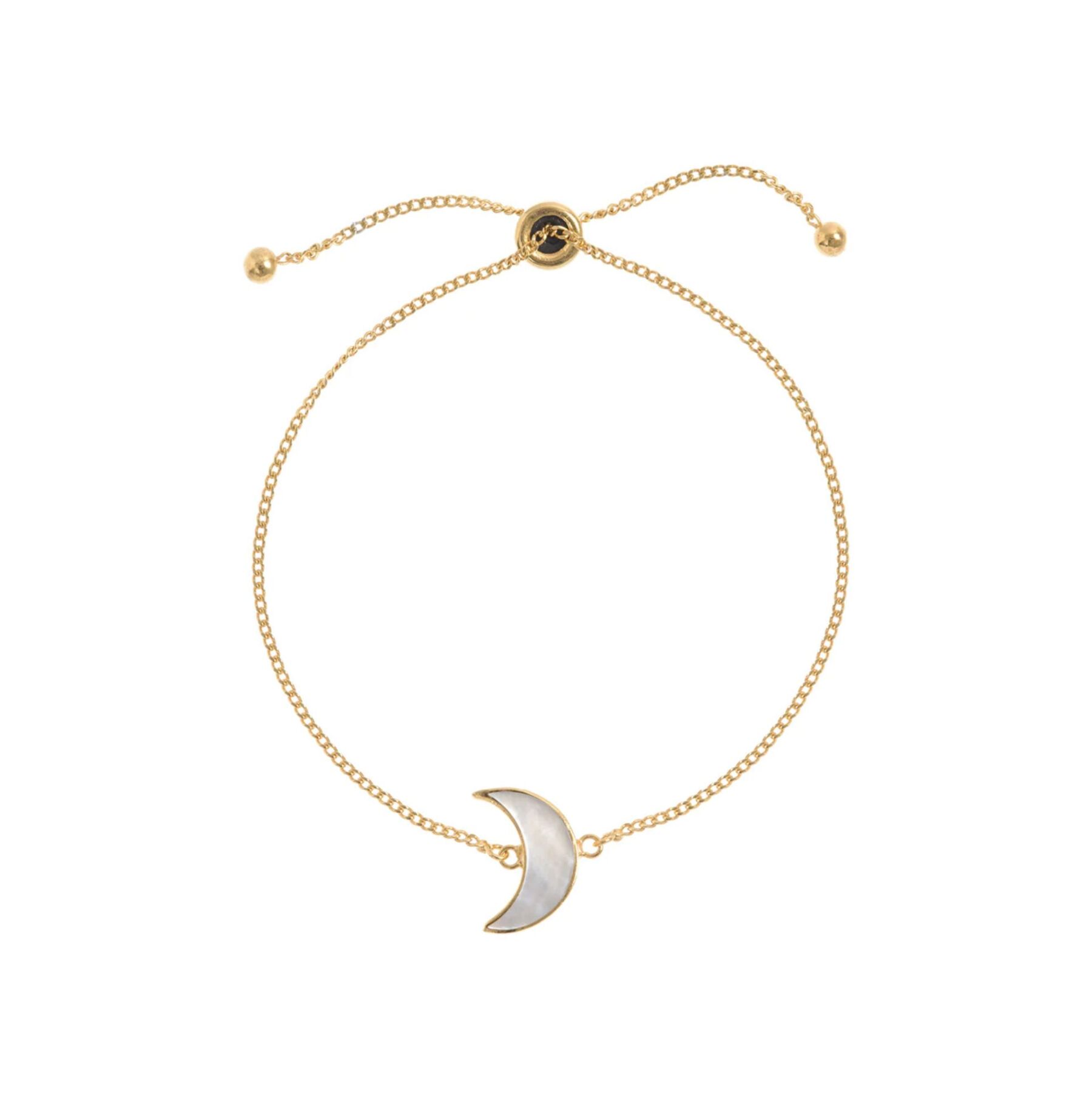 Adjustable Mother of Pearl & Gold Moon Bracelet
