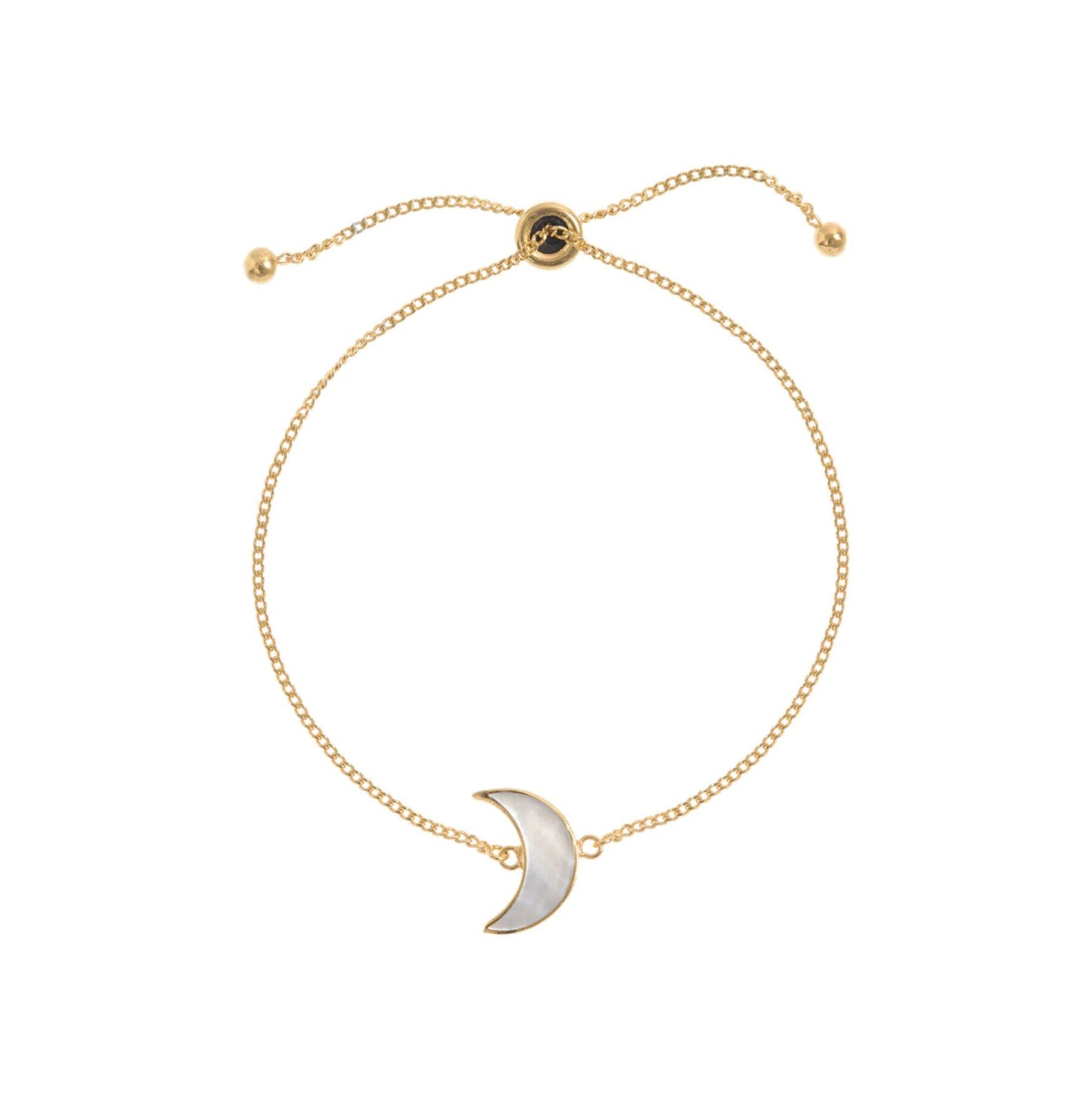 Mother of Pearl & Gold Moon Adjustable Bracelet