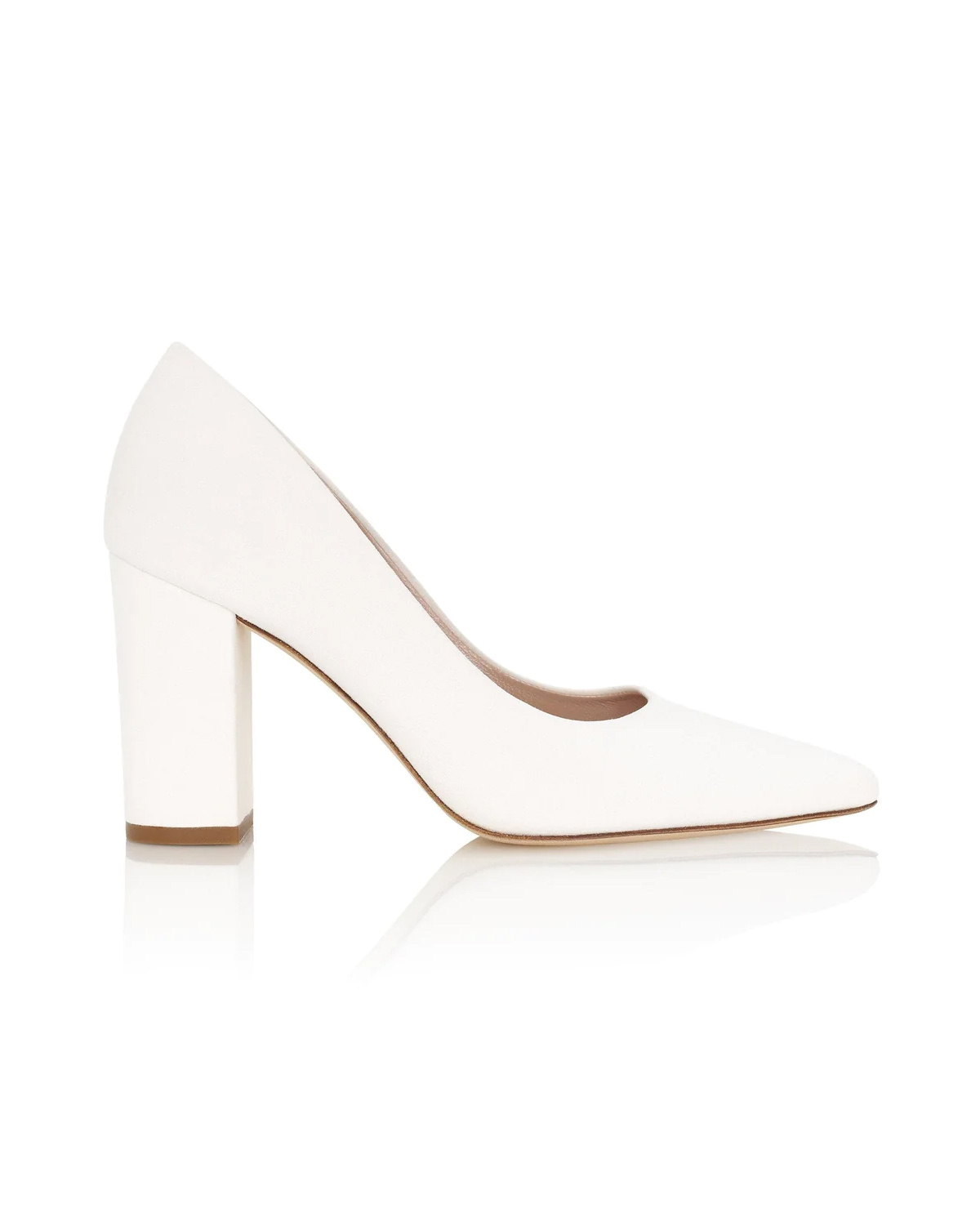 Josie Ivory Suede Block Round Toe Court Heel Wedding Shoes