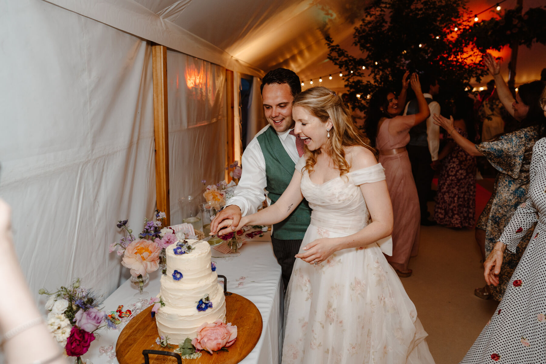 Kirsty, in a Floral Bridal Gown by Josephine Scott London For Her Flower-Filled Marquee Wedding at The Hoo in Rural Hertfordshire 57 Kirsty Jack 7The Dancefloor 58