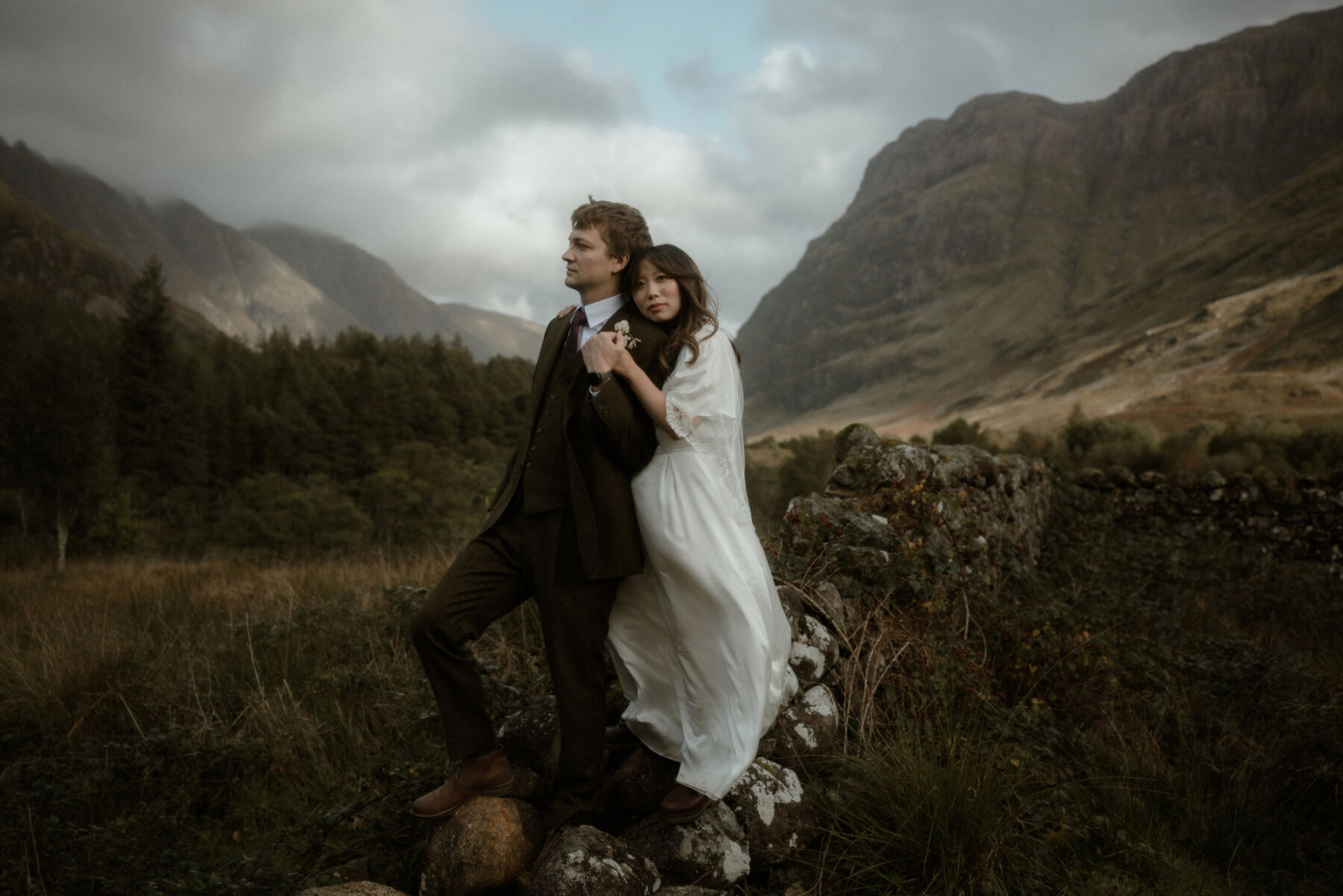 Atmospheric outdoor wedding photography by The Kitcheners, Scotland