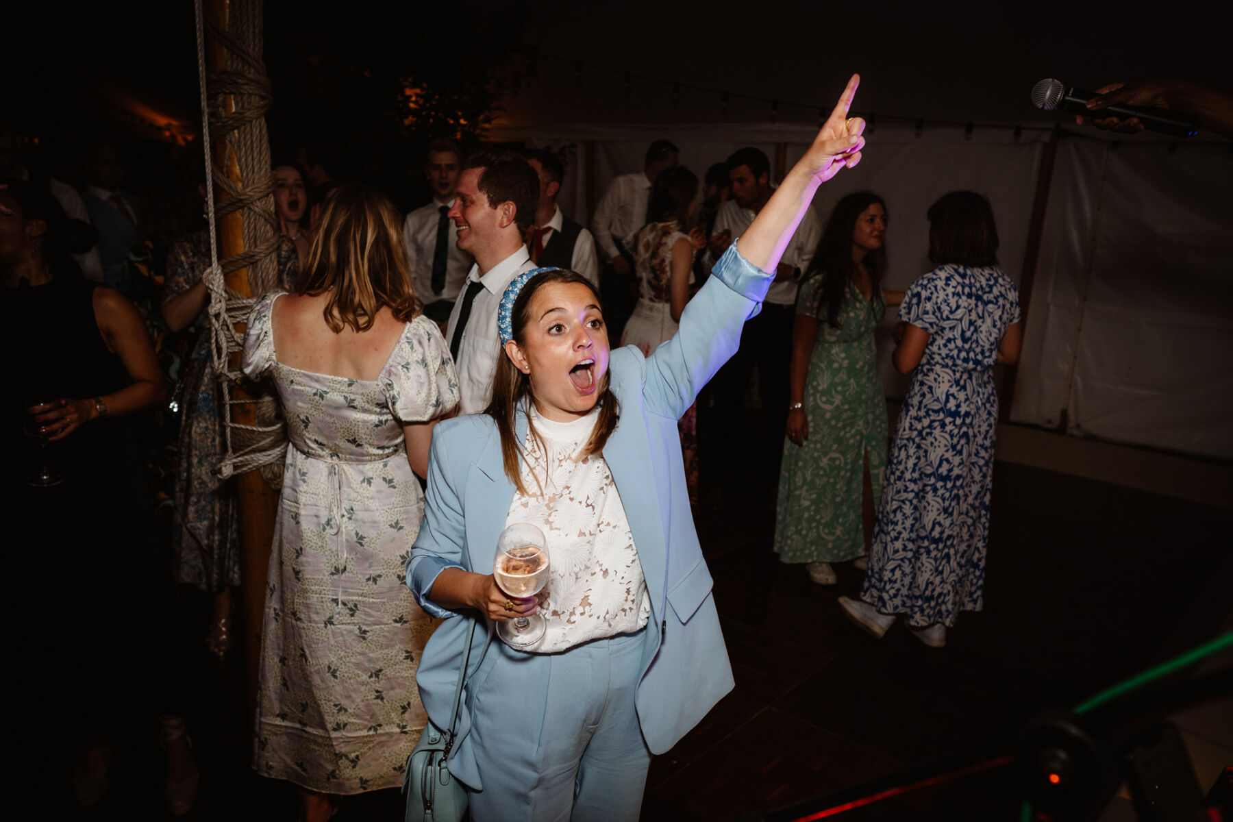 Kirsty, in a Floral Bridal Gown by Josephine Scott London For Her Flower-Filled Marquee Wedding at The Hoo in Rural Hertfordshire 63 4 Wedding Party Dancefloor