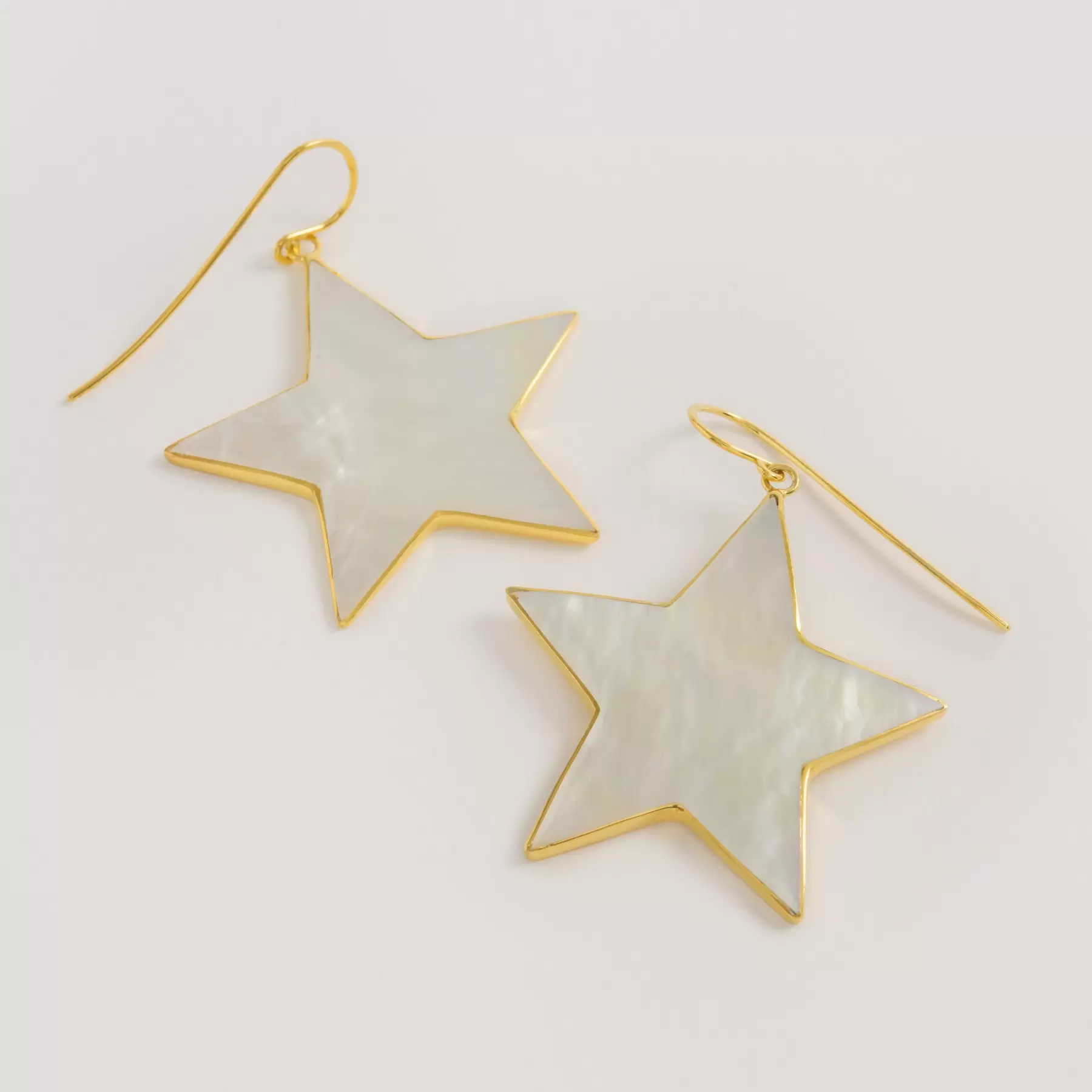 Celestial Mother of Pearl Gold Star Earrings Freya Rose London