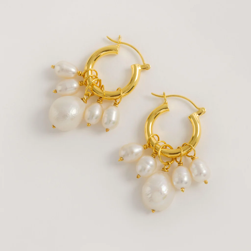 Gold Mini Hoop Earrings With Detachable Pearls