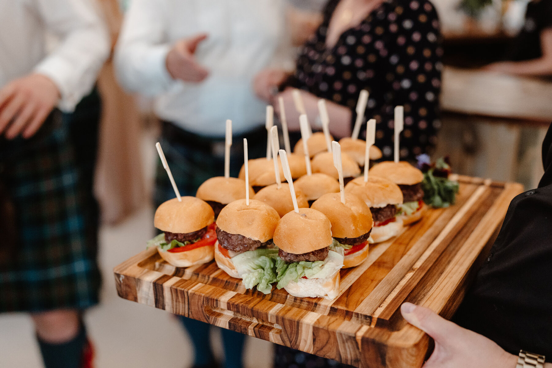 Mini burgers served at wedding