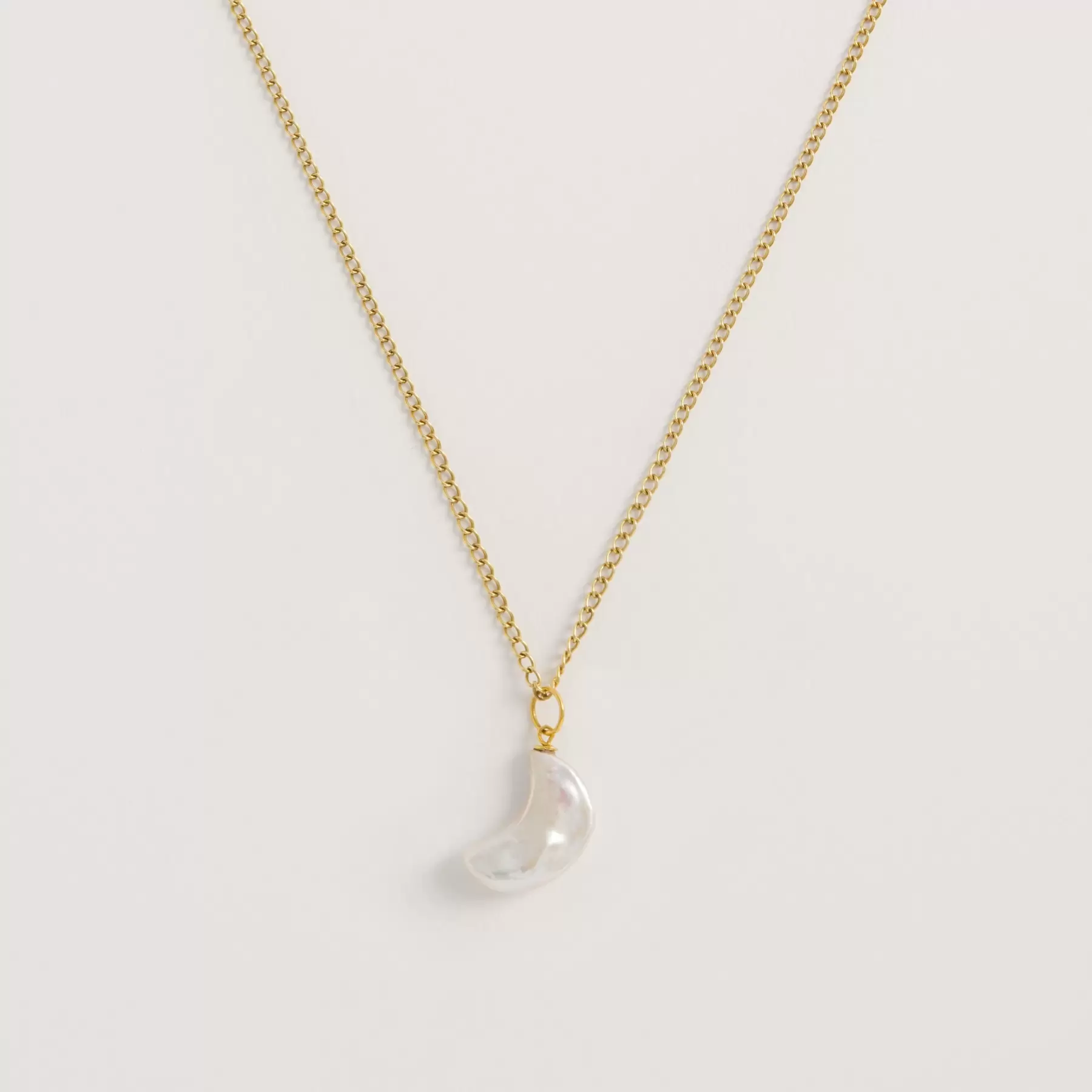 Moon Pearl Necklace 22ct Gold Vermeil, Freya Rose London