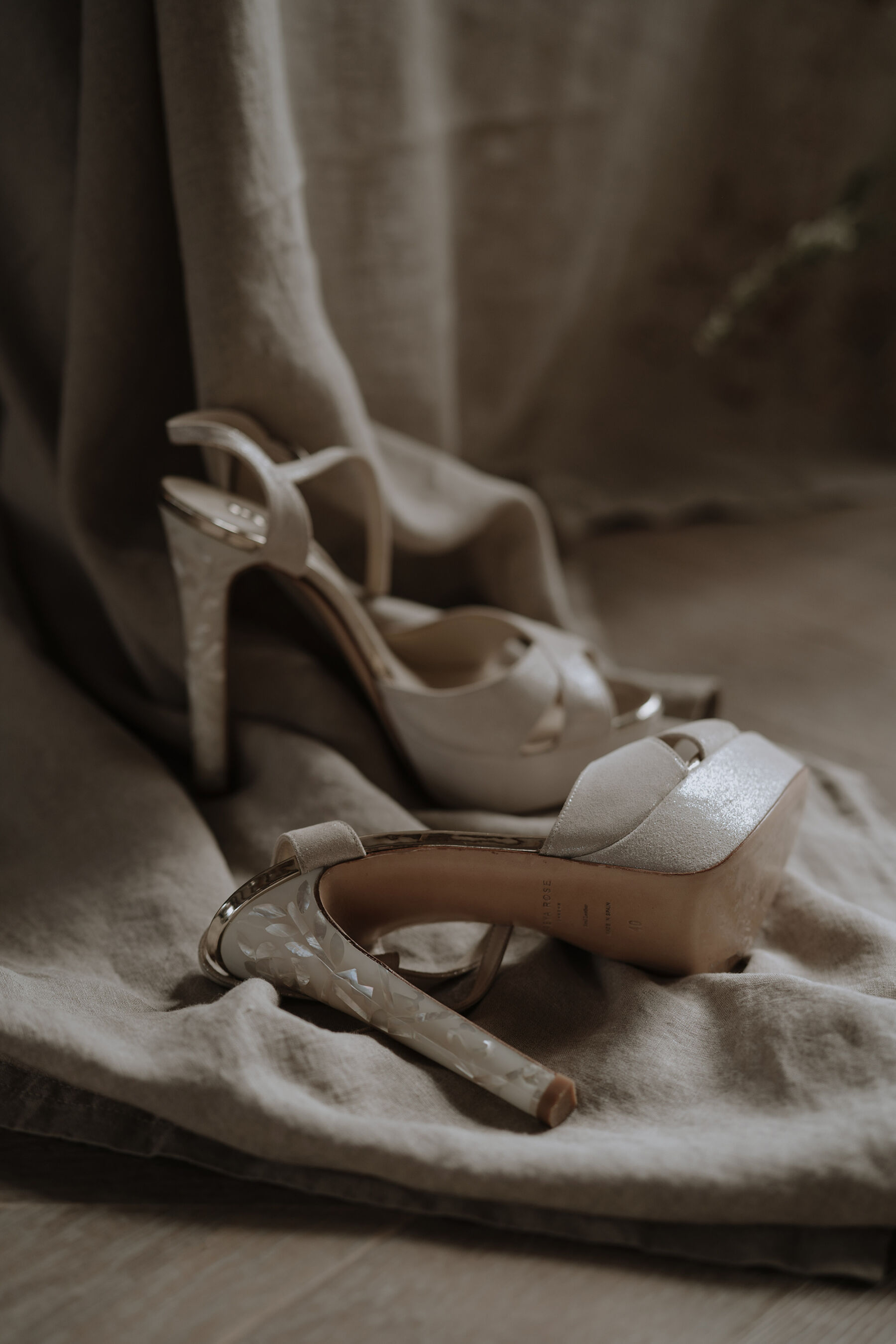 Mother of pearl wedding shoes Freya Rose London
